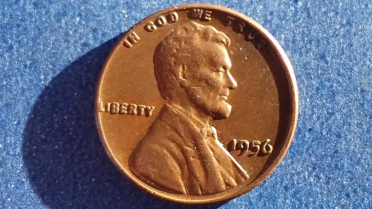 1956-P Circulated Lincoln Wheat Cent, Ships Free.