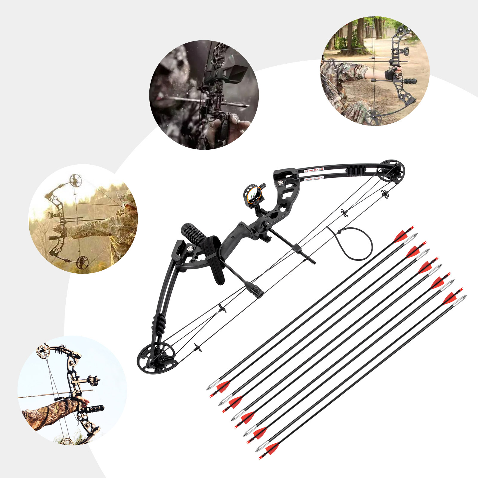 Black Archery Hunting Compound Bow Kit Beginner Archery Tool Right-Hand 30-60lbs