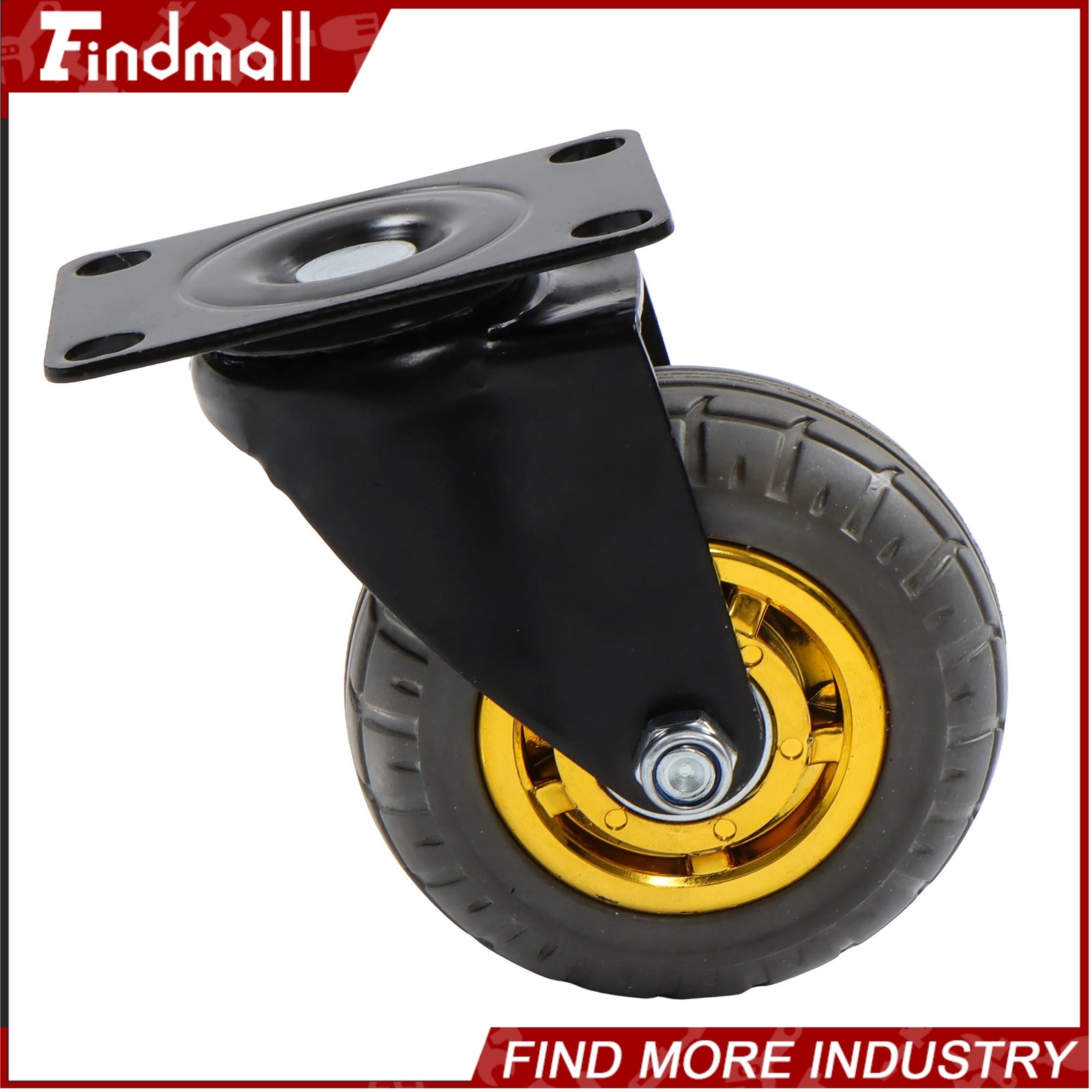 Findmall 4 Pack Universal Casters Rubber Non-Marking 4" Swivel Casters Wheels