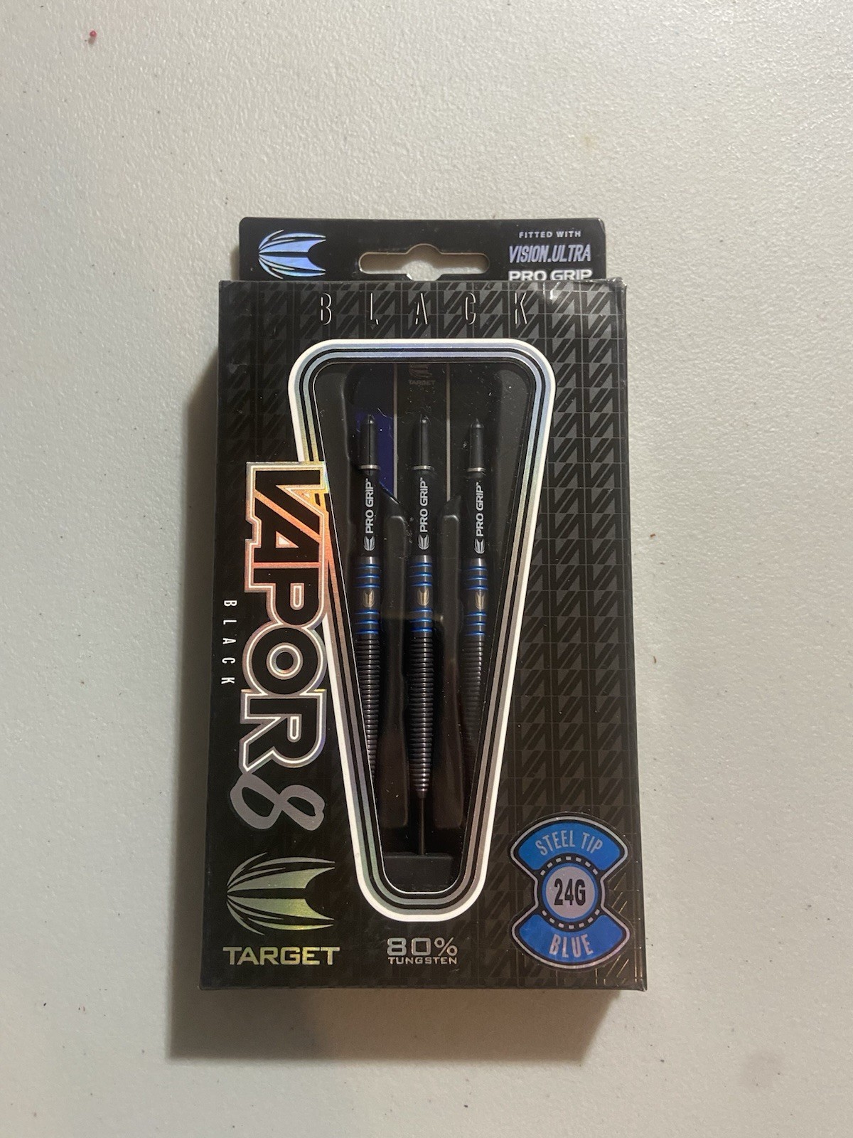 Target Vapor 8 Black Steel Tip Darts 24g Blue 80% Tungsten MPN 103257