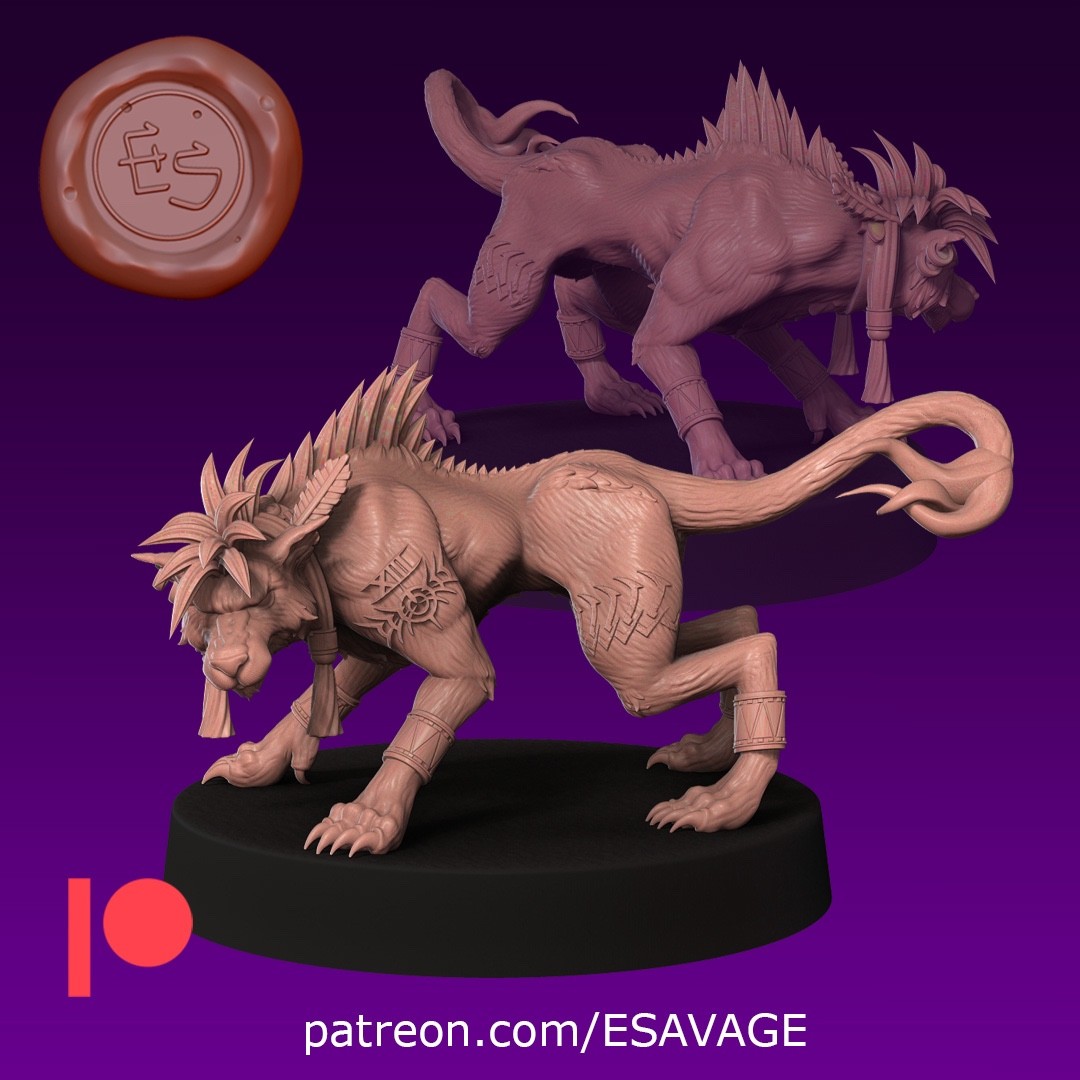 FFVII Final Fantasy 7 - Red XIII 13 - Ethan Savage 28mm 32mm Scale Miniatures