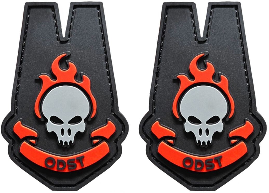 HALO  RED/BLACK PVC RUBBER ODST PATCH | 2PC HOOK BACKING  3"x2"