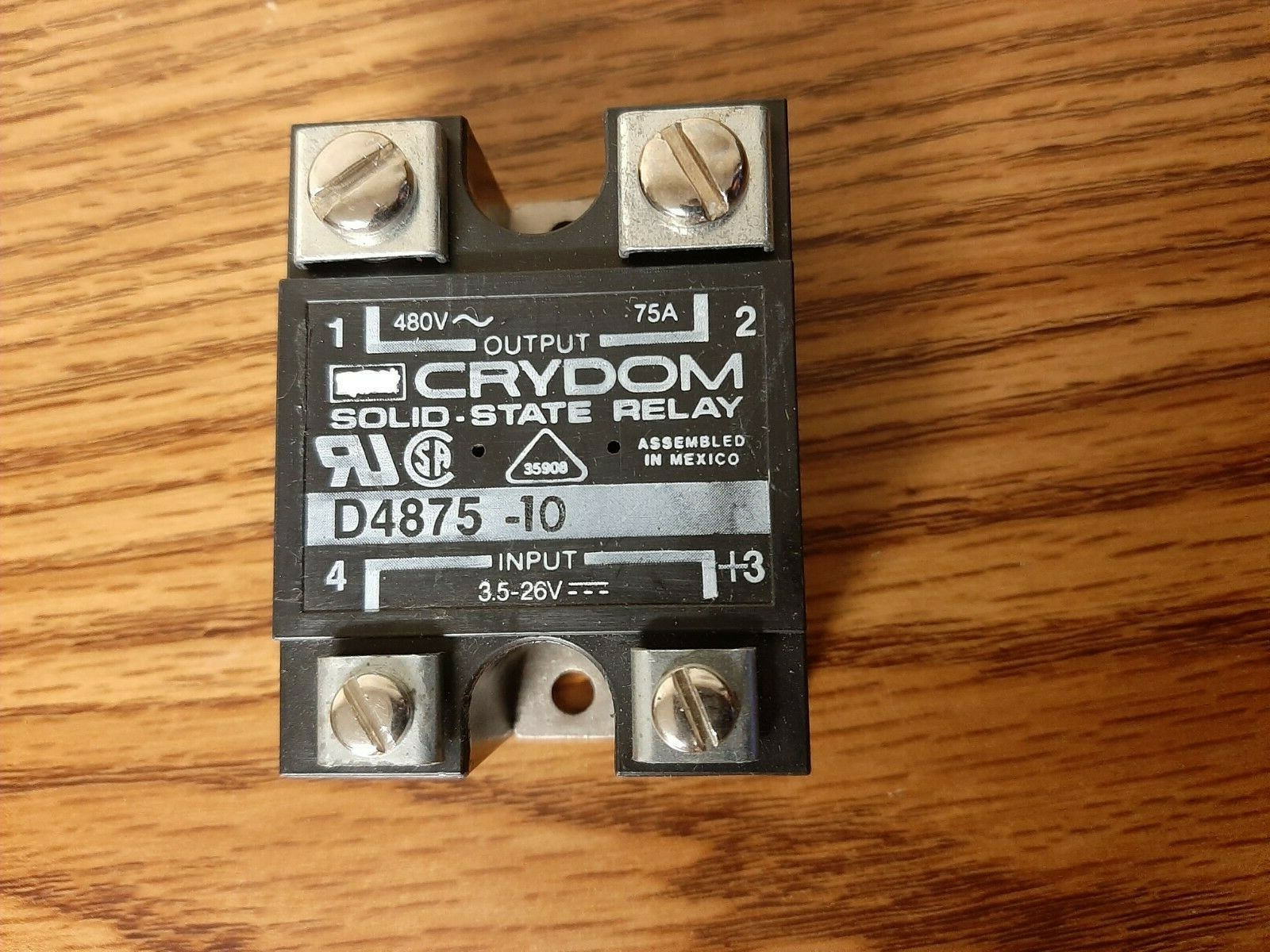 CRYDOM SOLID STATE RELAY, D4875-10, 480-volt, 75 amp, 3.5-26vdc input