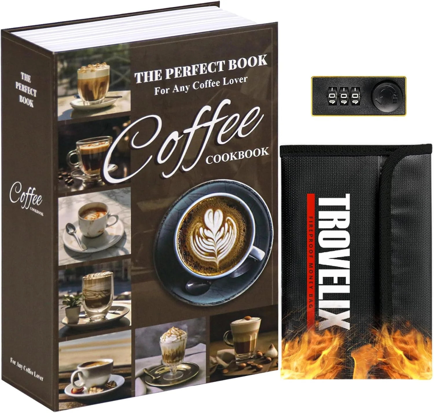 Book Safe with Combination Lock, Hidden Safe (9.5 X 6.2 X 2.2 Inch) with Firepro