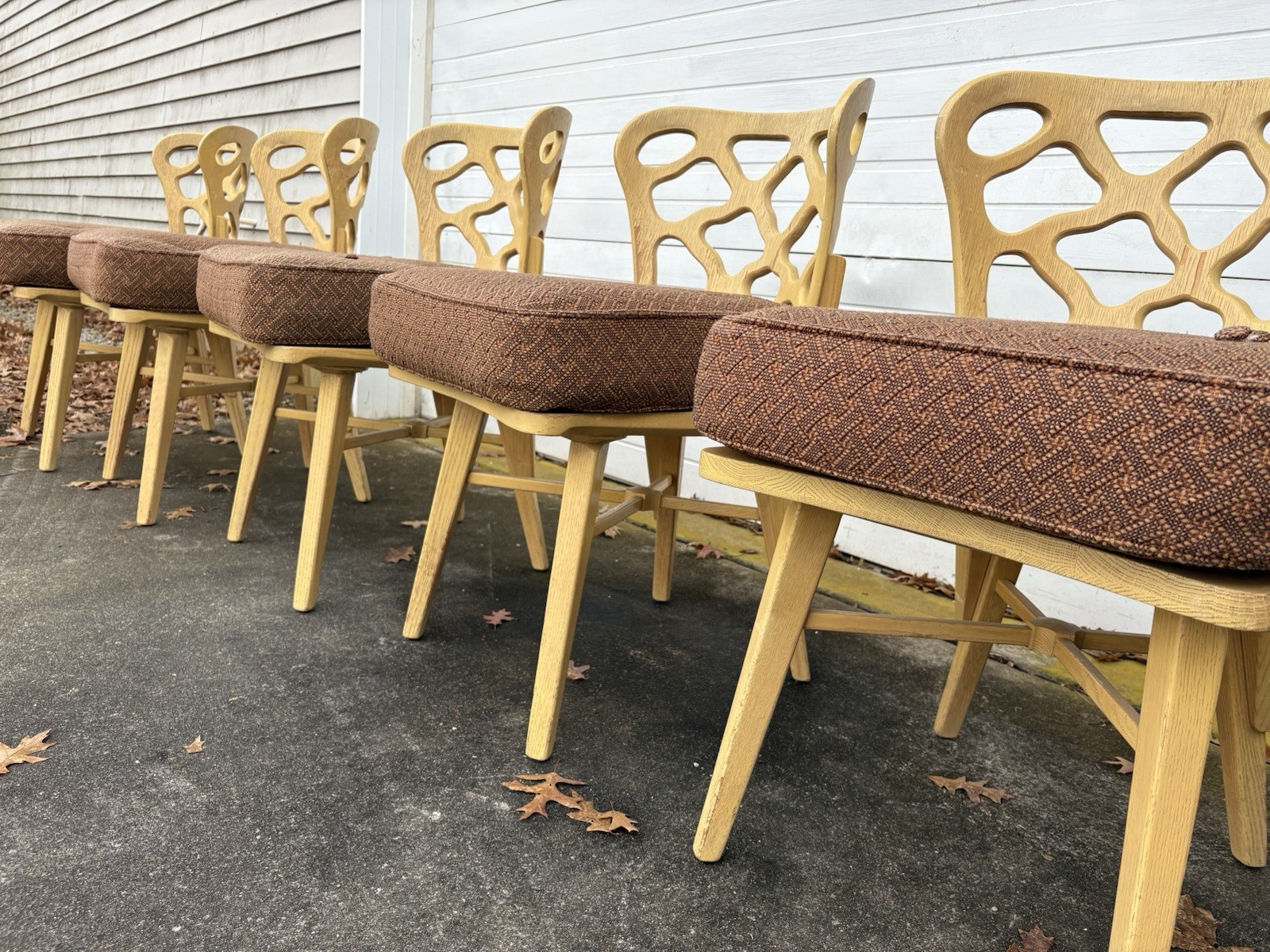 Vintage Romweber Set Of 5 Oak Chairs Early 50’s MidCentury Modern Sculpture Line