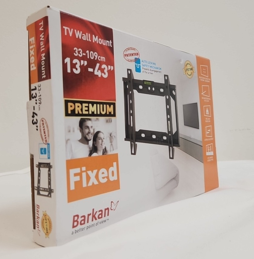 Barkan 13-43 inch Fixed Wall Mount, Holds 88lbs, Lifetime Warranty