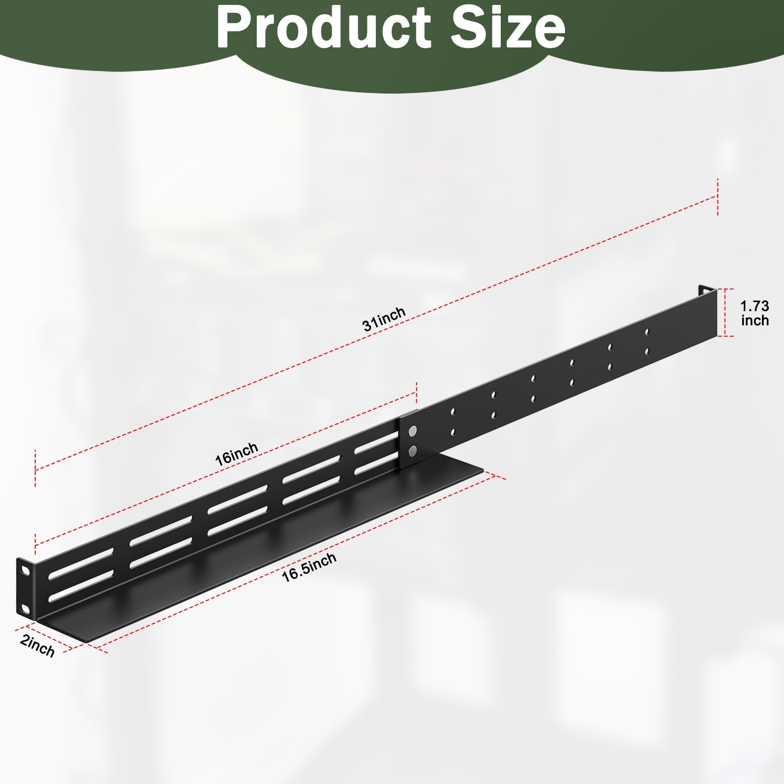 FOROIRON 1U Universal Rack Mount Rails 4-Post Server Shelf 1 Pack, Black