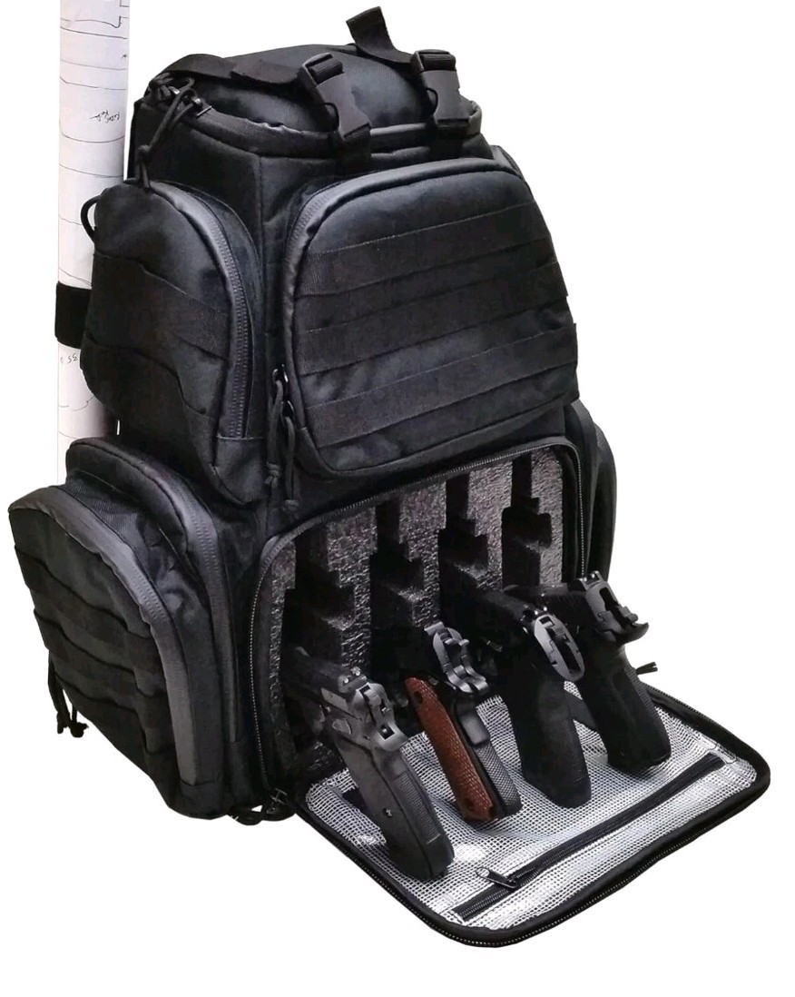 Case Club Tactical Backpack 4 Pistol Storage Rainfly Molle Straps Padded GEN 2