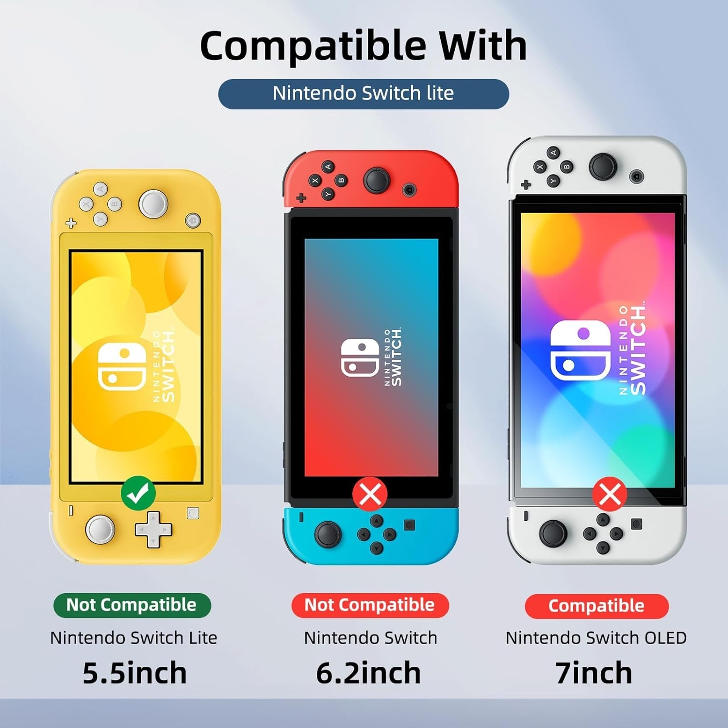 2-Pack Tempered Glass Screen Protector for Switch Lite 5.5 - Blue Light Blocking