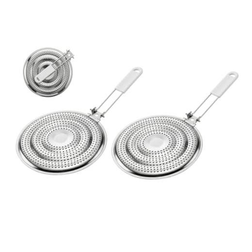 Heat Diffuser Reducer Flame Guard With Removable Handle, Stainless Set of 2