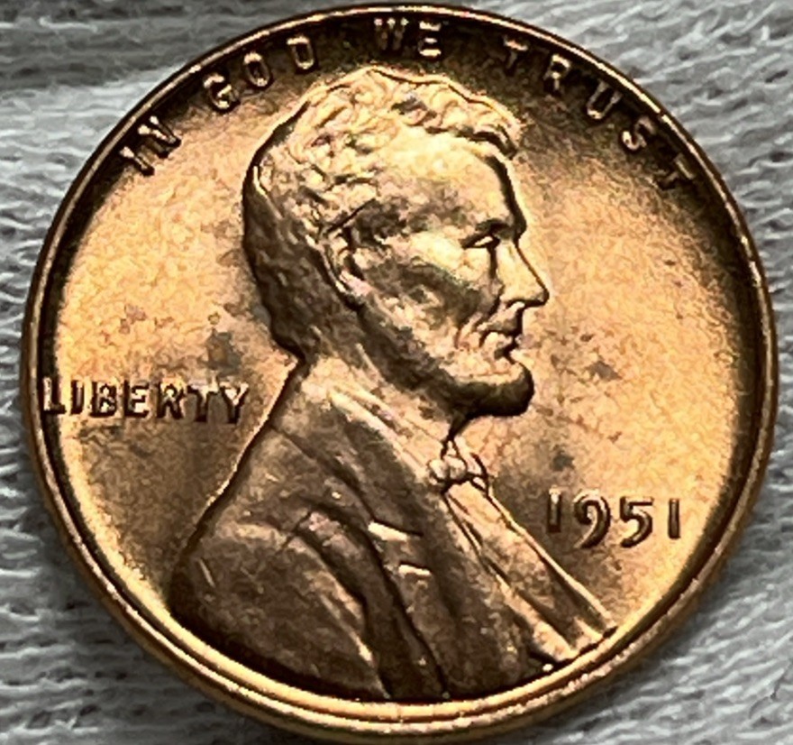 1951 Lincoln Wheat Penny Errors Die Clash Uncirculated