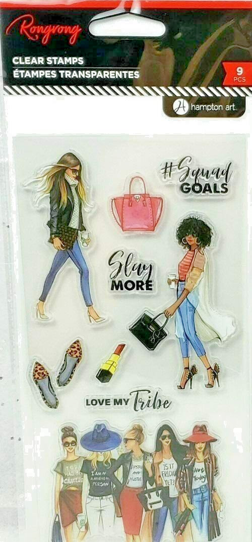Girl Squad Rongrong Clear Acrylic Stamp Set by Hampton Art SC0922 NEW!