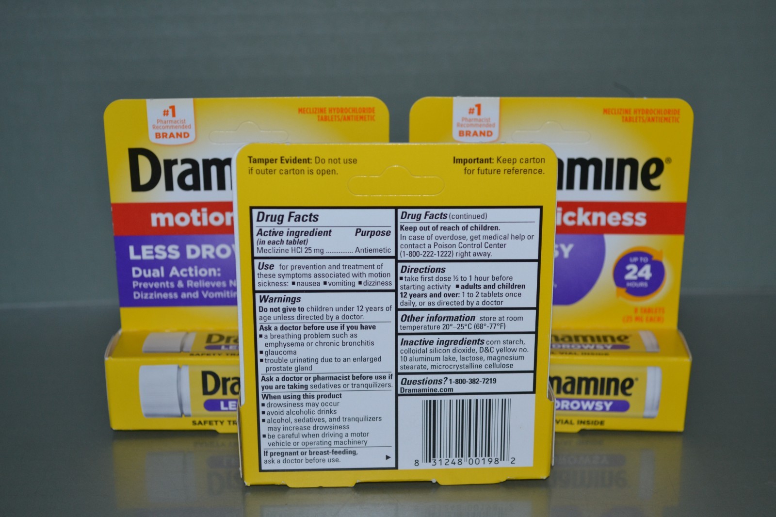 (3) Dramamine All Day Less Drowsy Motion Sickness Relief, 8 Tablets Each, 04/27