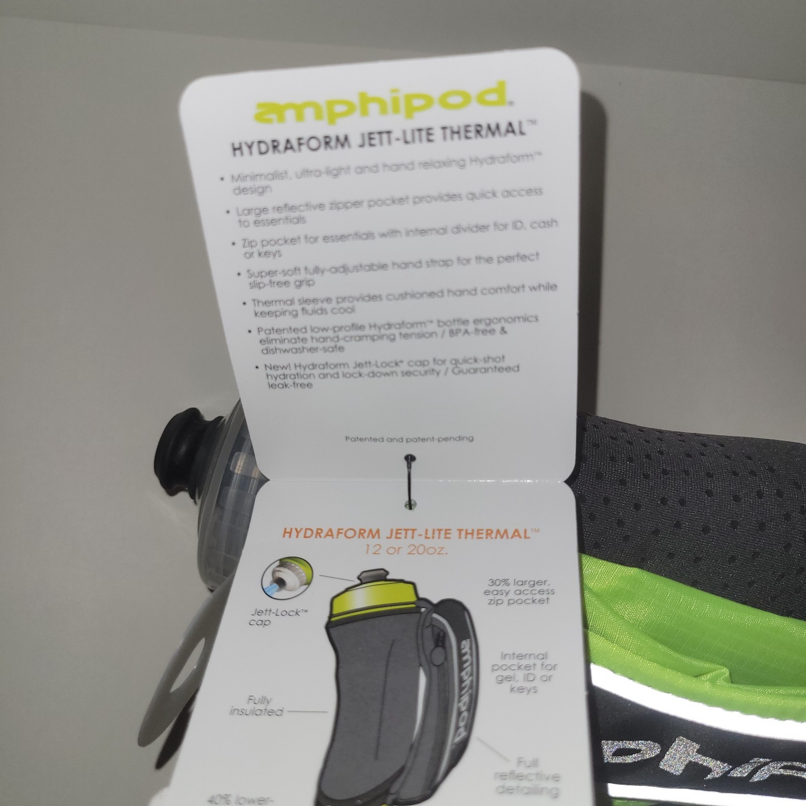 Amphipod Hydraform Jett-Lite Thermal Handheld, Ergonomic Hydration 20oz