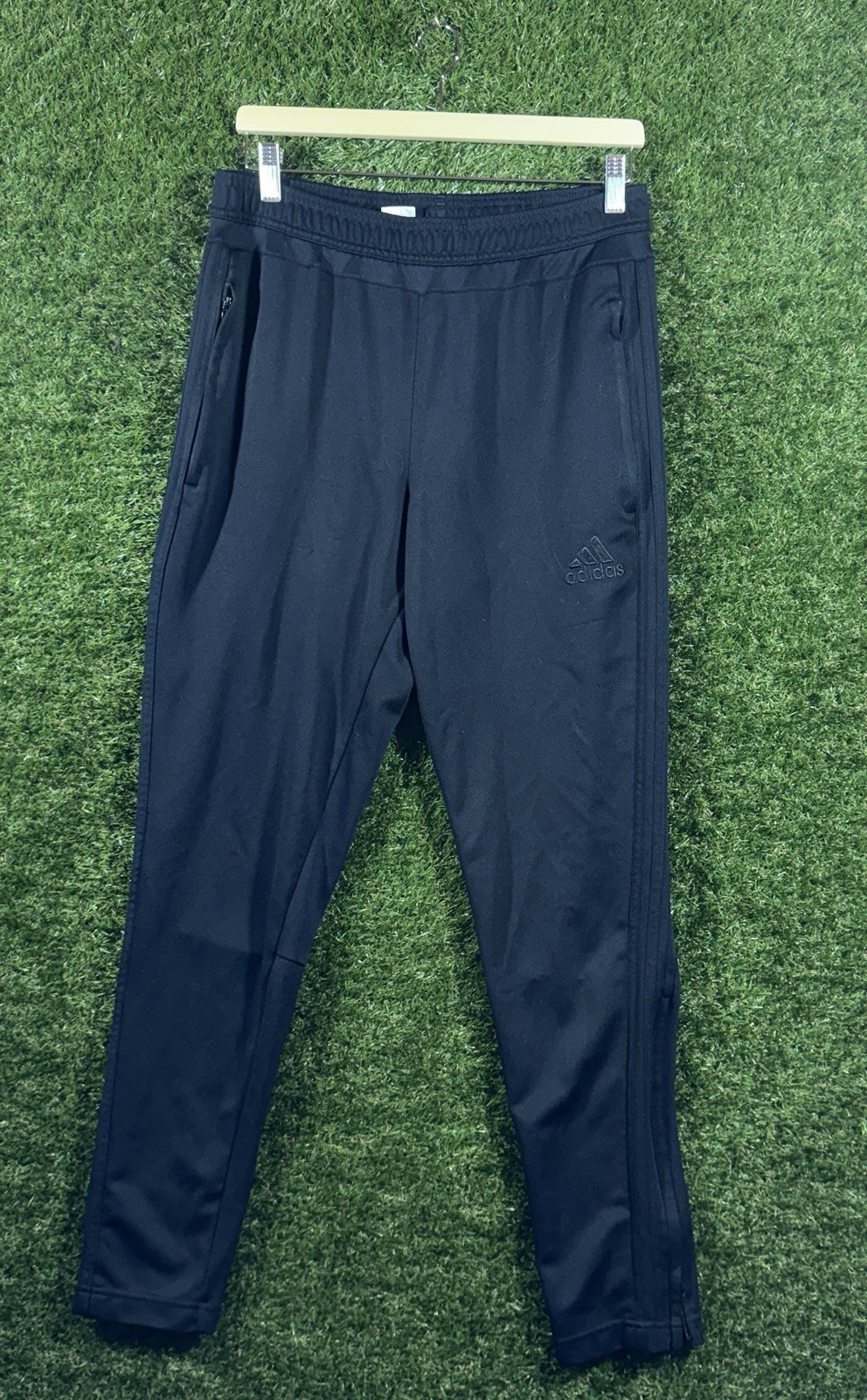 Mens Adidas Black Tapered Fit Athletic Joggers Track Pants Size Medium