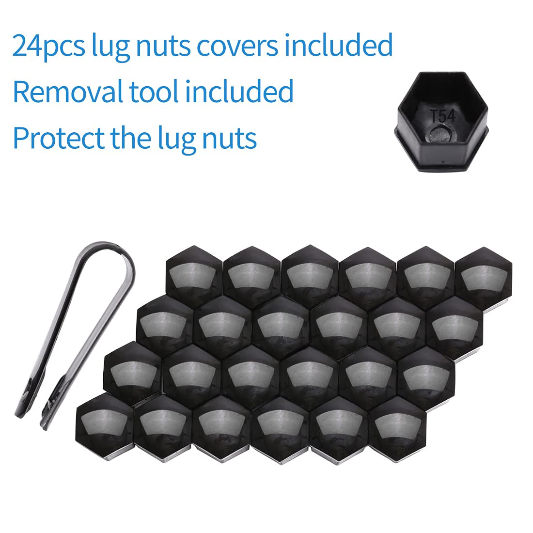 M14X1.5 Spline Lug Nuts Black 2" Tall Set of 24 with 2 Socket Keys