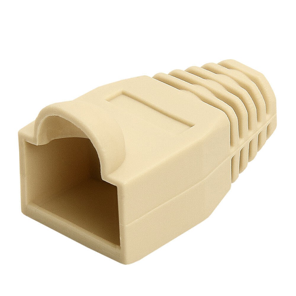 50Pcs Ivory RJ45 Strain Relief Boots Cat5e Cat6 Ethernet Network Cable Plug Cap