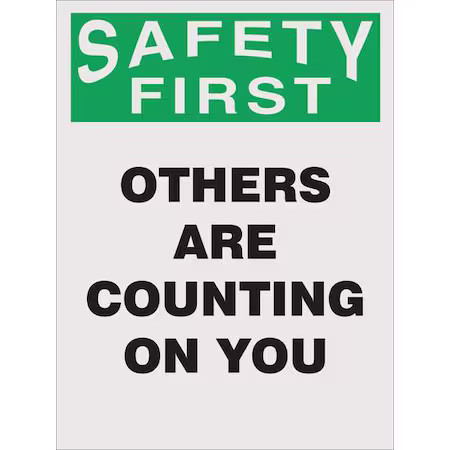Accuform Sp124505l Poster, Safety First Others Are Counting On You, 22 In H X,