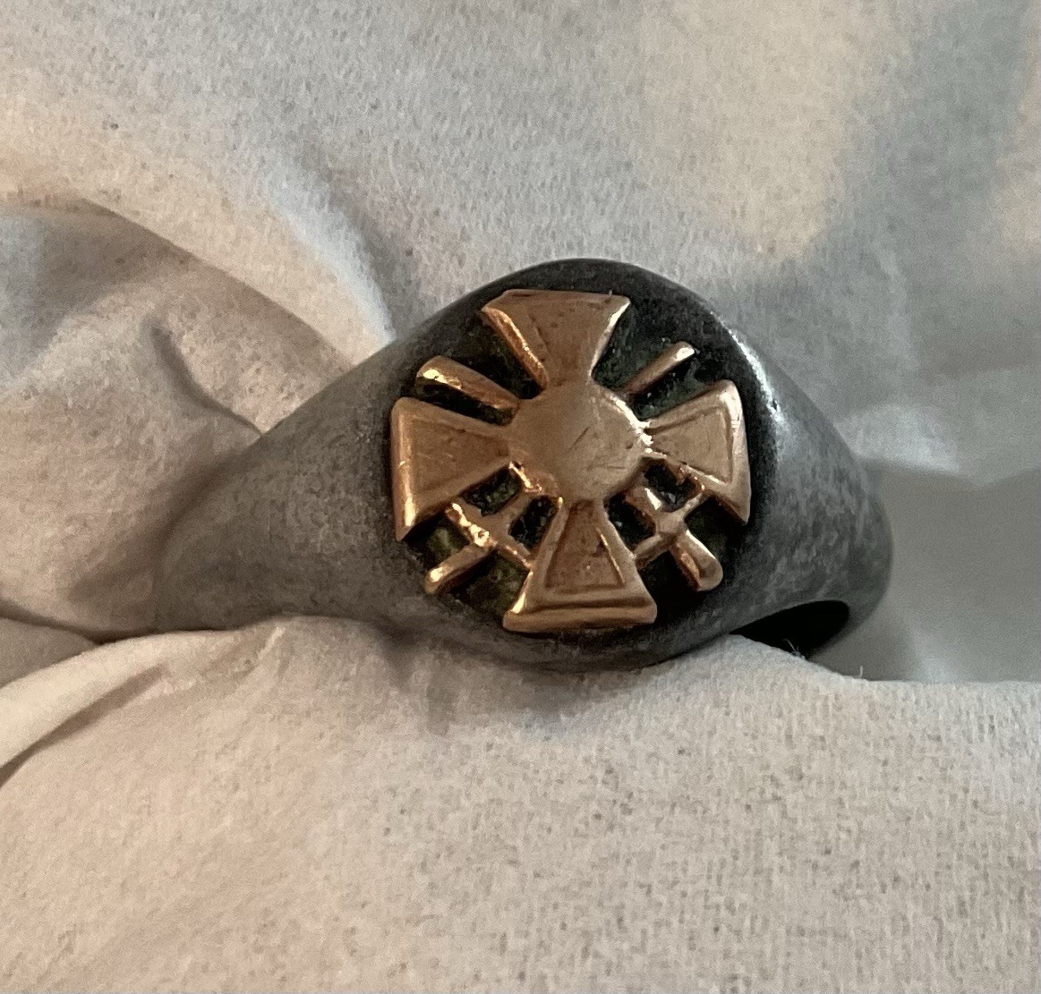 VINTAGE FRENCH CROIX DE GUERRE WAR SERVICE CROSS VETERAN'S RING Small See Photos