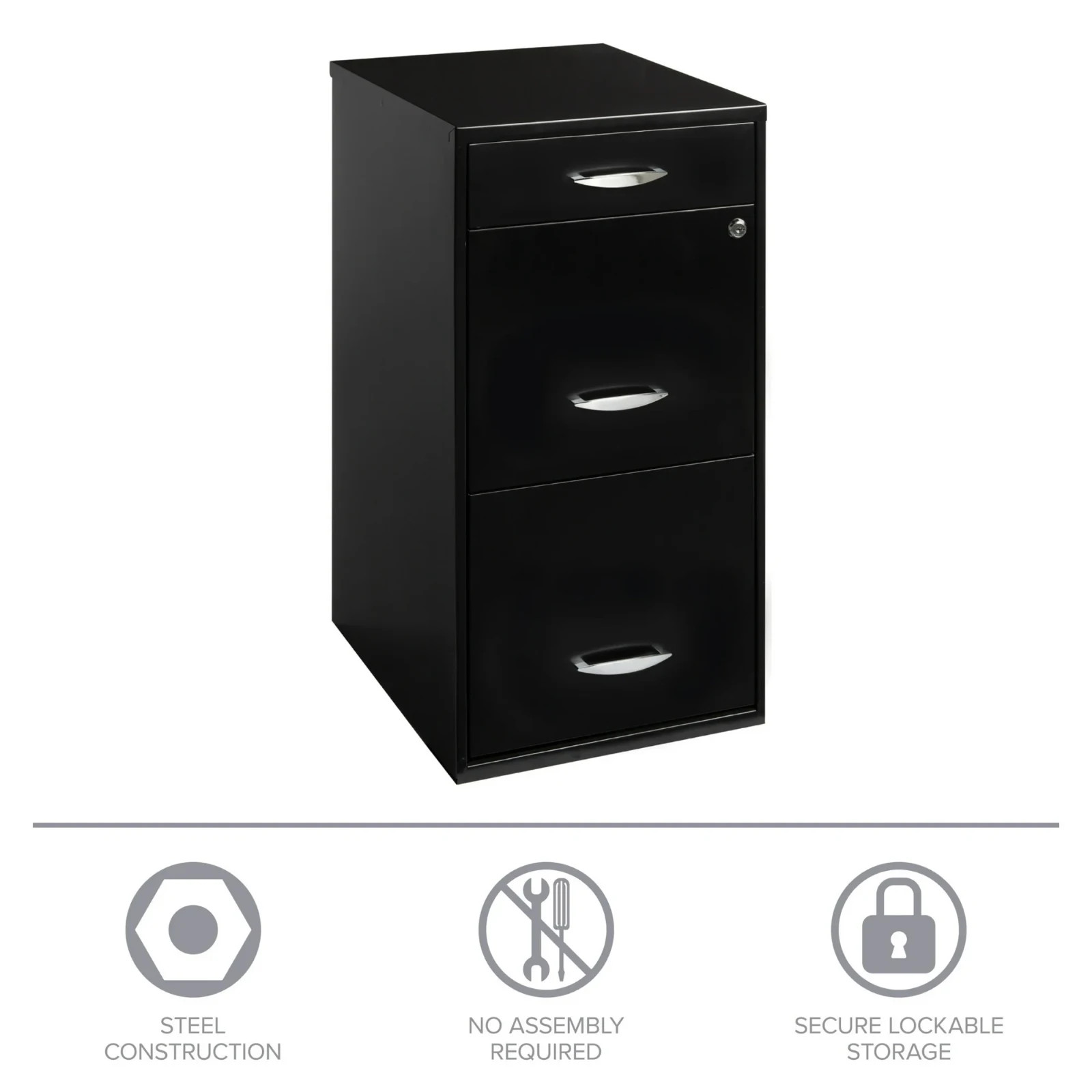 Space Solutions 3 Drawer Letter Width Vertical File Cabinet with Pencil Drawer,