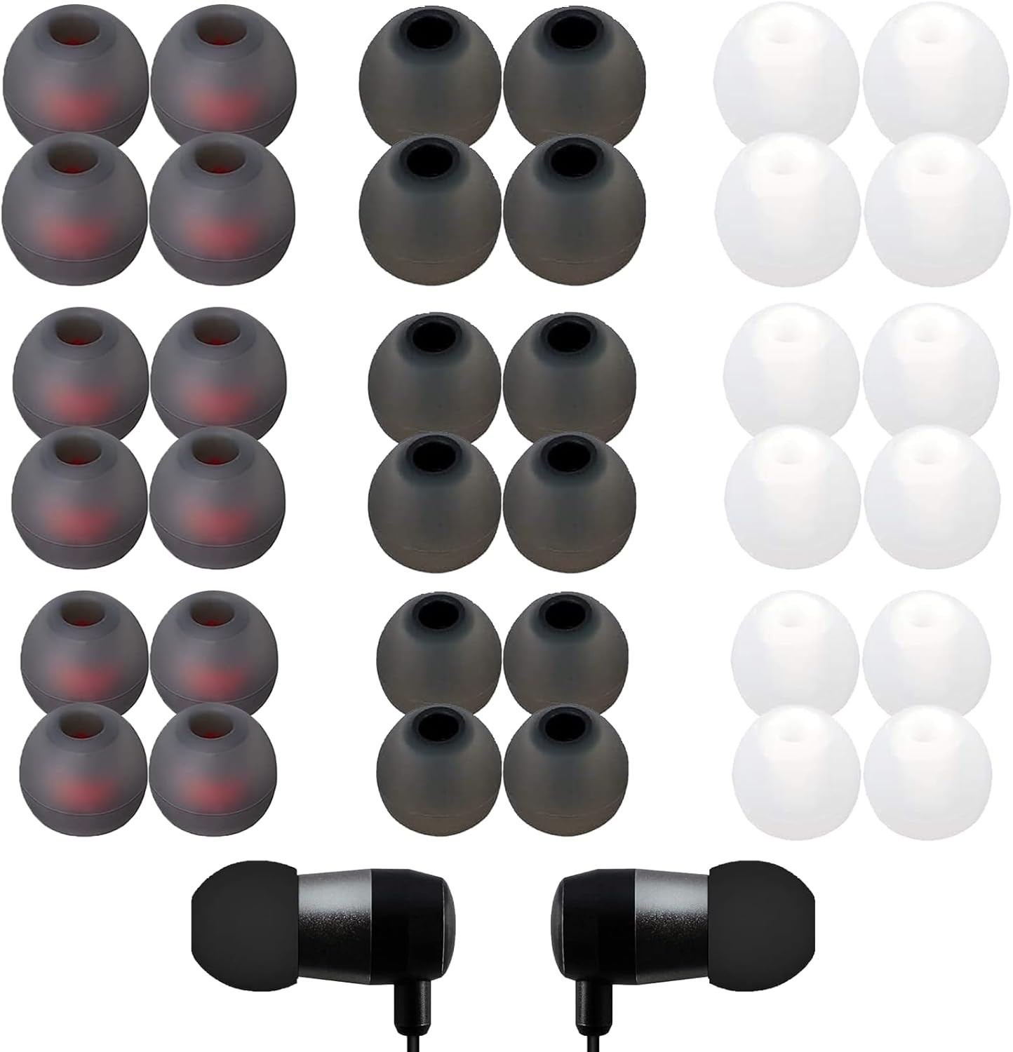 Ear Bud Rubber Tips, 36 Pcs Replacement Tips, S/M/L, 3 Colors