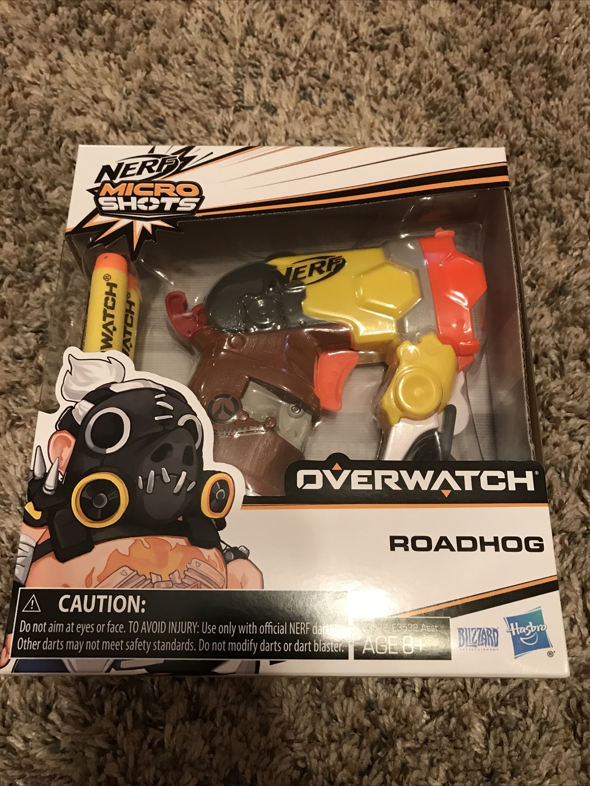 NERF Micro Shots Overwatch ROADHOG ~ Blaster & 2 Darts ~ New In Box