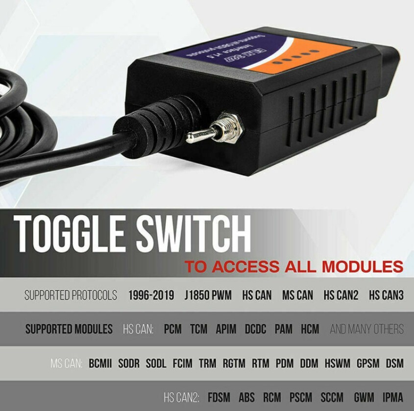 OBD2 Scanner ELM327 Software USB Diagnostic Tool Cable Adapter for Ford FORscan