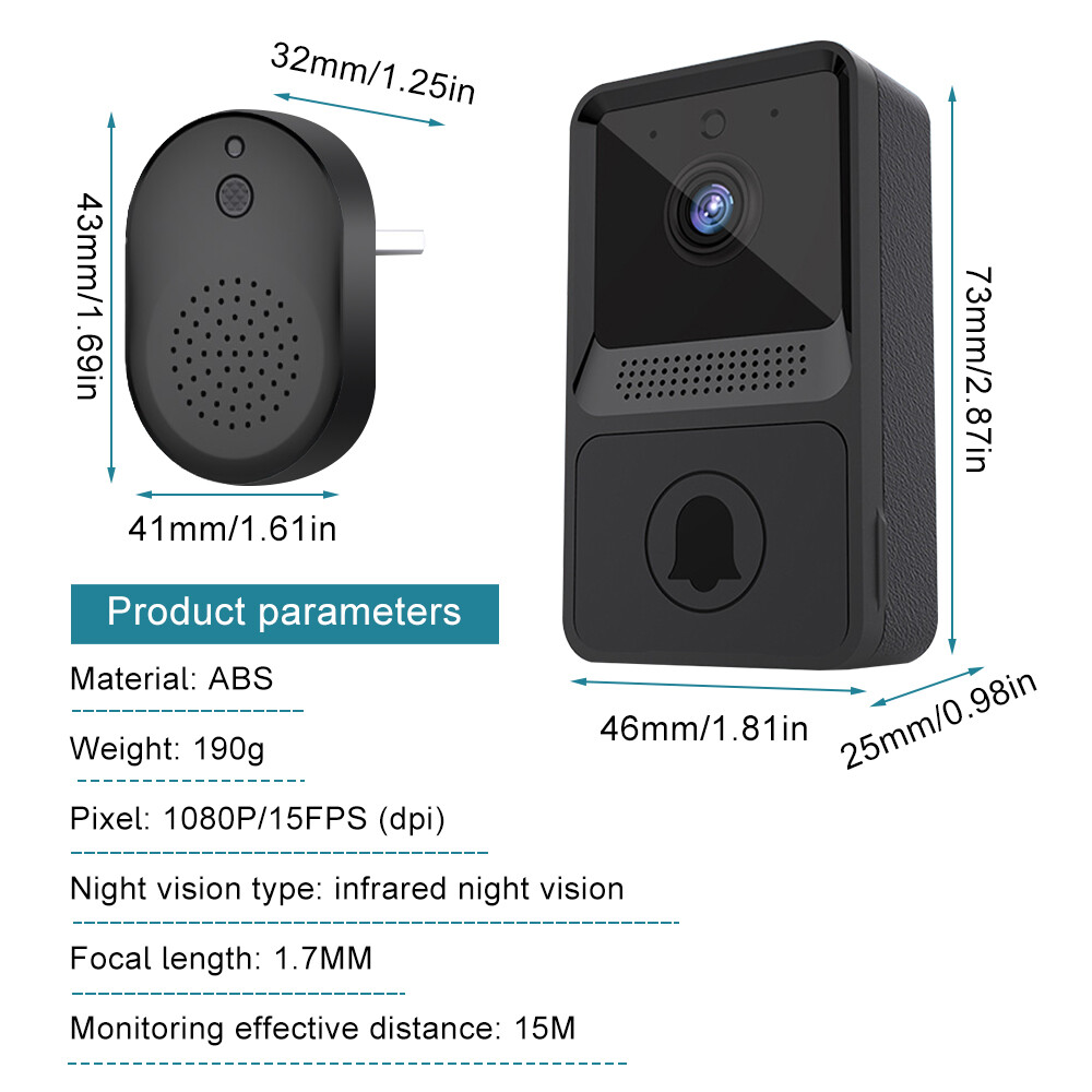 HD Wireless Video Doorbell Smart Phone Door Ring Intercom Security Camera Bell