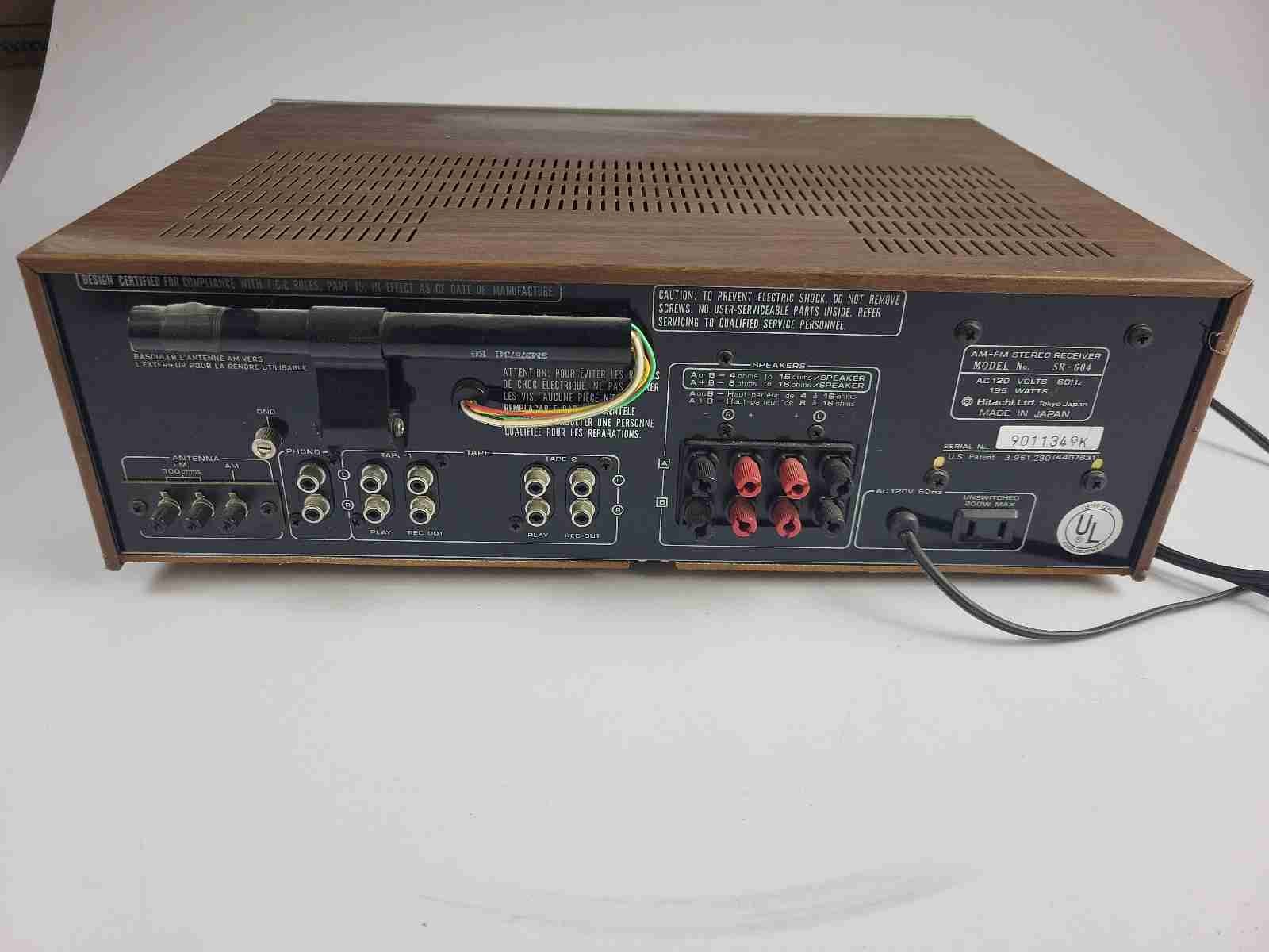Hitachi SR-604 Stereo Receiver - Tested Working