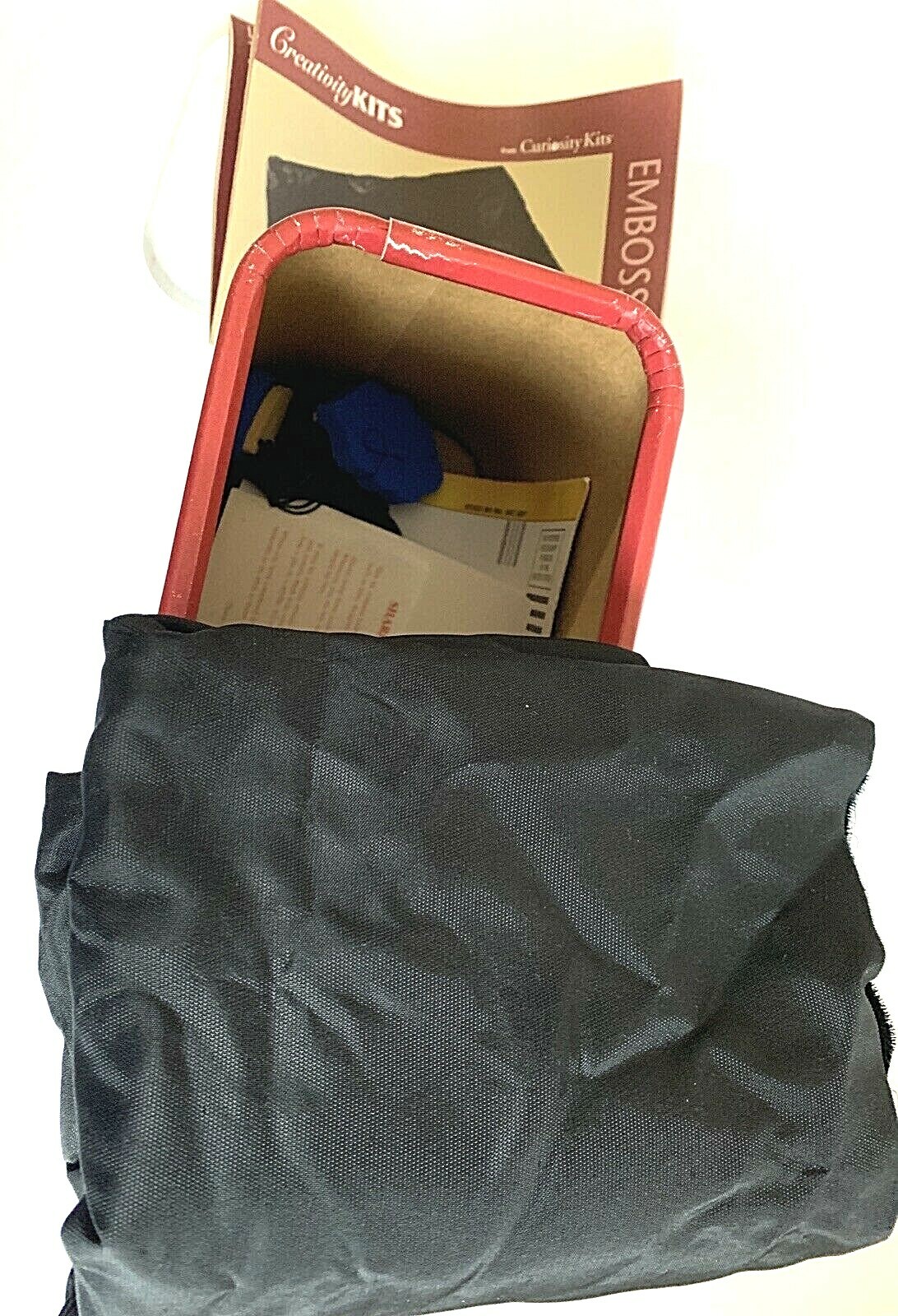 Embossed black velvet scarf craft Kit emboss stitch All supplies New Open Box