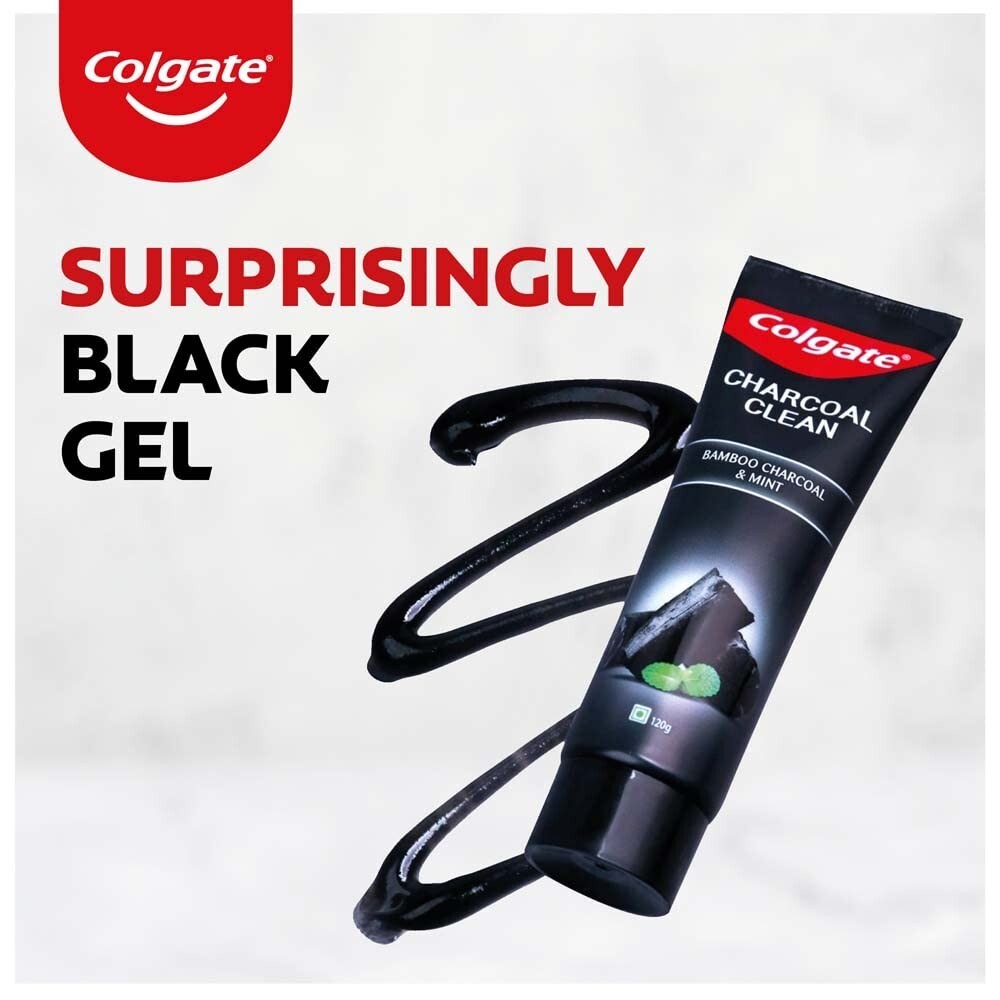 Colgate Charcoal Clean 480g (120g x 4, Pack of 4) Black Gel Toothpaste, Tingling