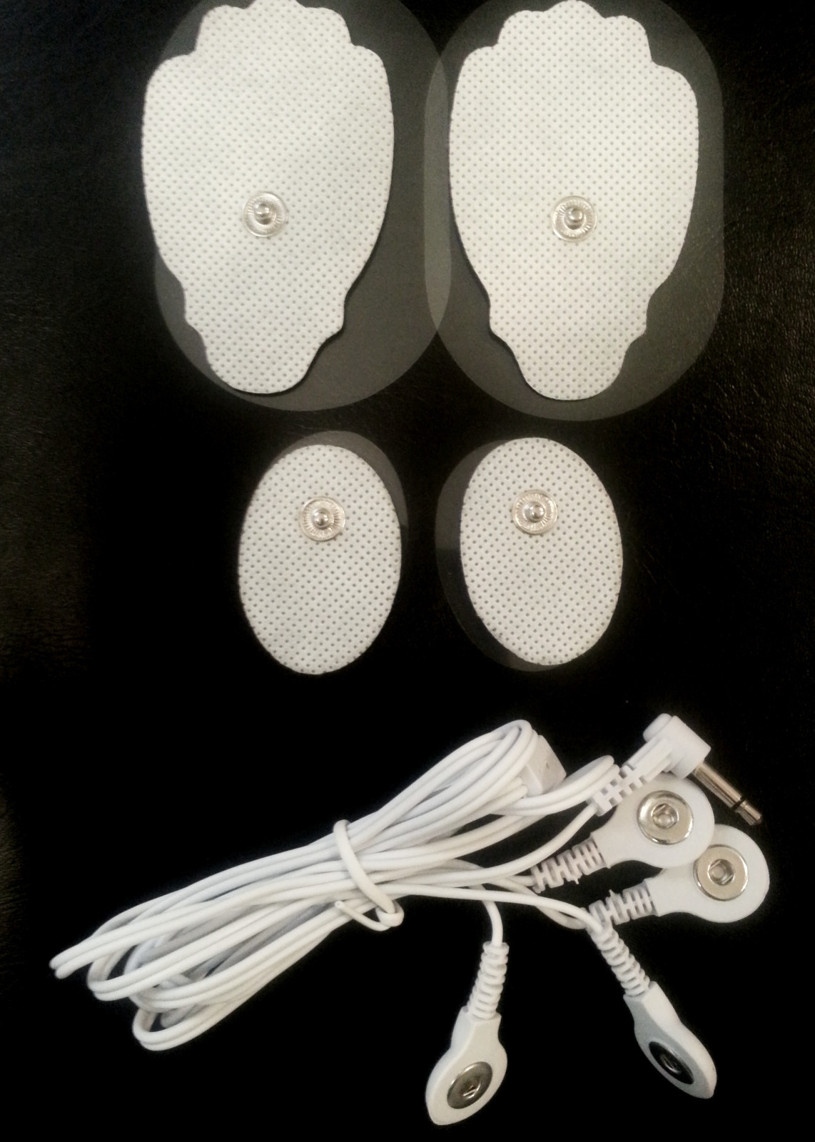 ELECTRODE LEAD CABLE(3.5mm)+ 2 LG, 2 SM OVAL PADS compatible w / EROSTEK ESTIM