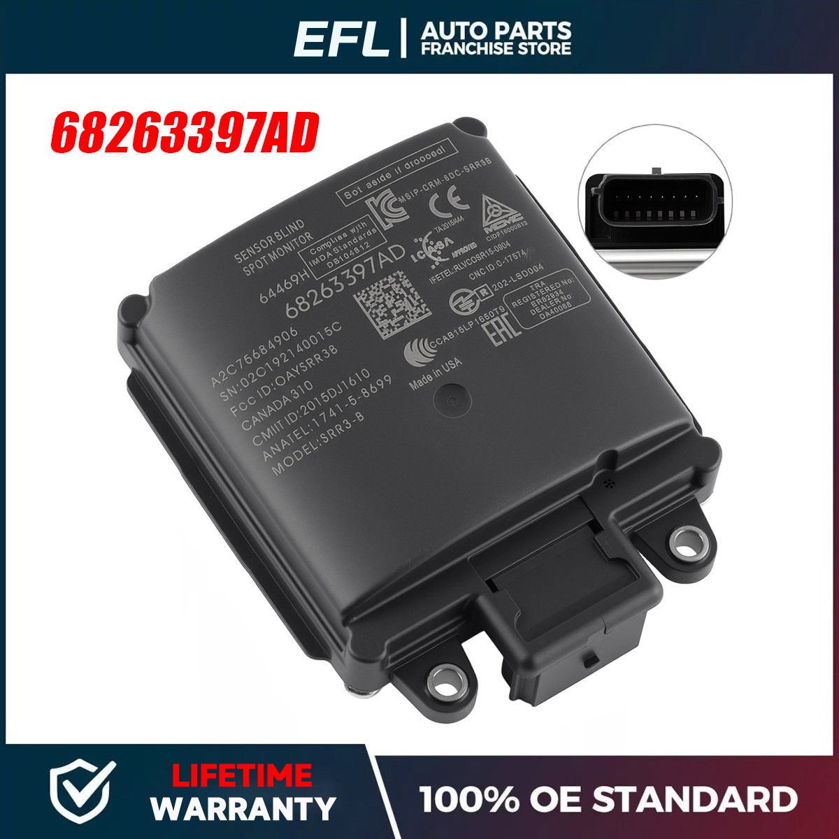 OEM 68263397AD Rear Blind Spot Alert Radar Sensor Module For 2019-2024 RAM 1500