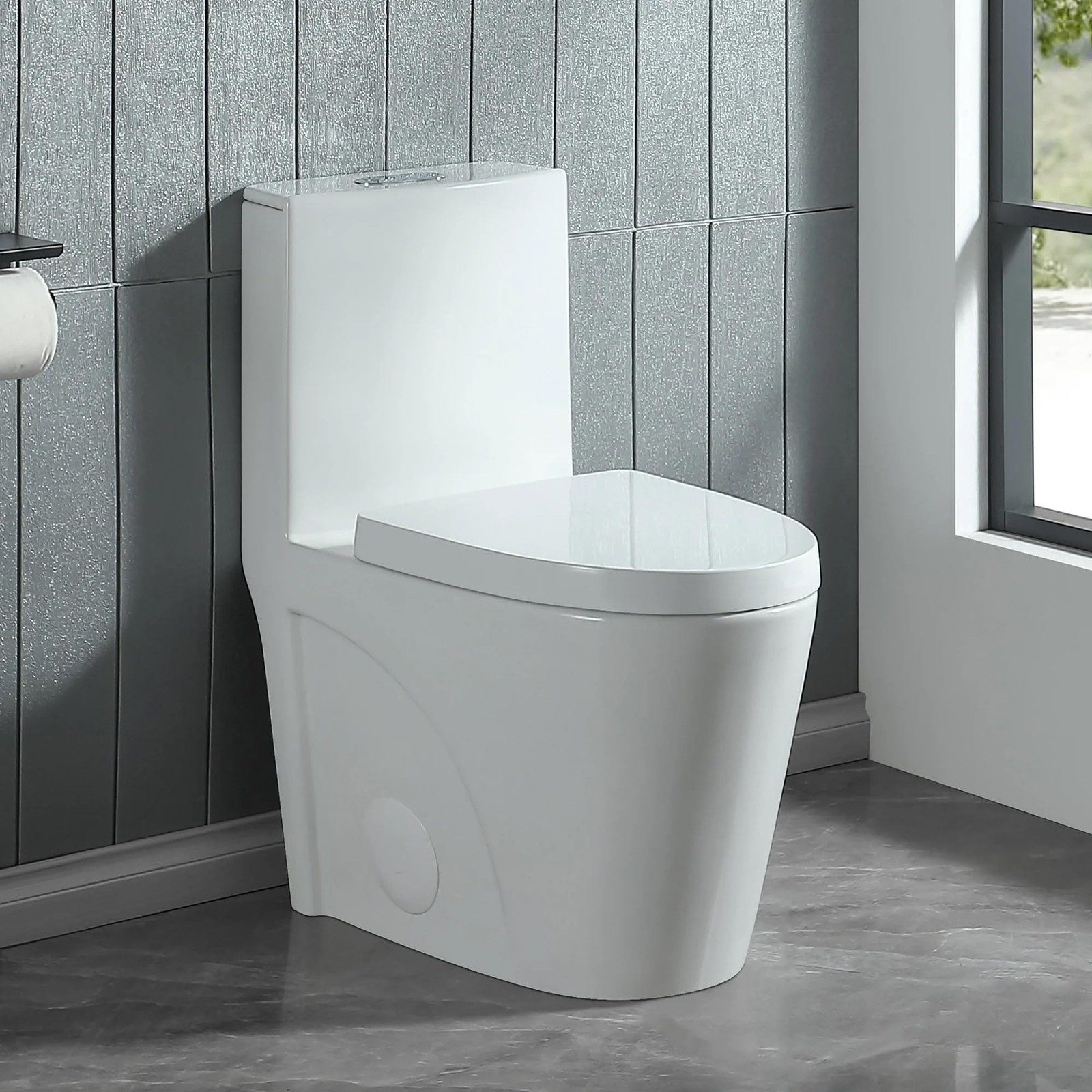 One Piece Toilet, Elongated One-Piece Toilet for Bathrooms, Dual Power Flush ...