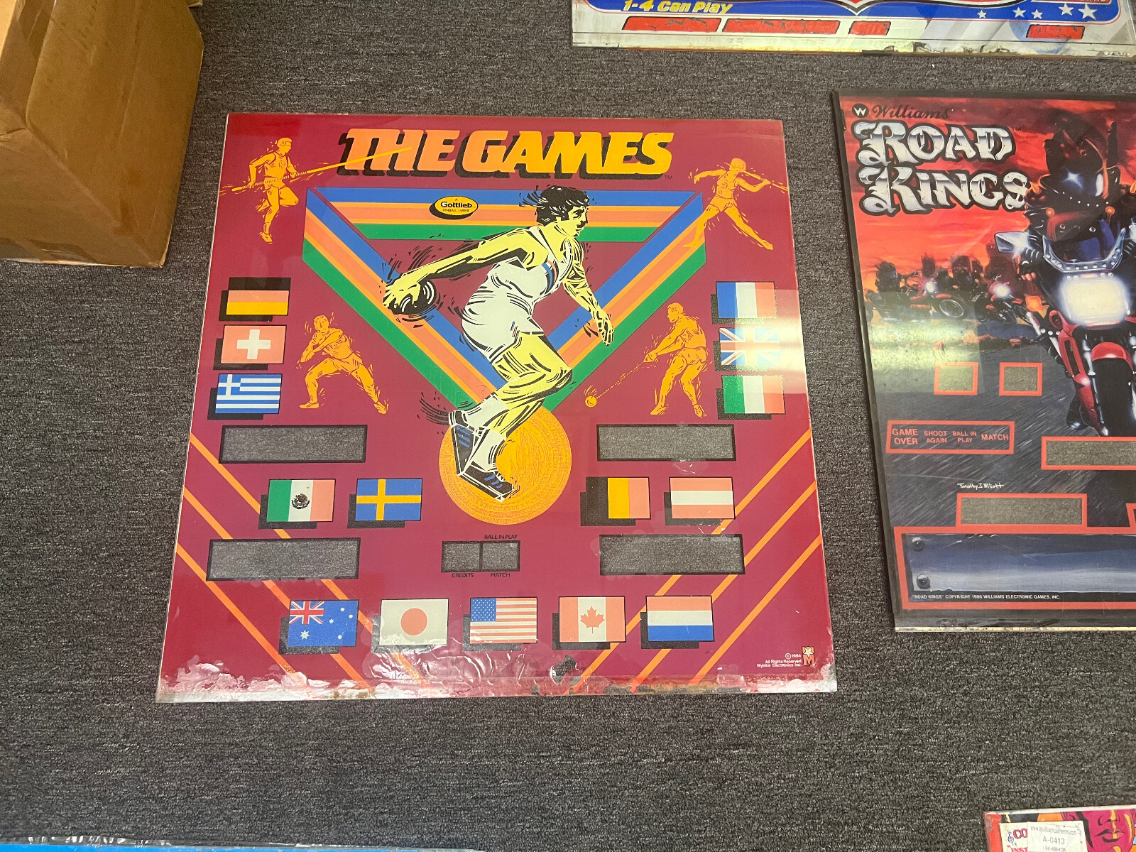 THE GAMES Pinball BACKGLASS by GOTTLIEB 1984