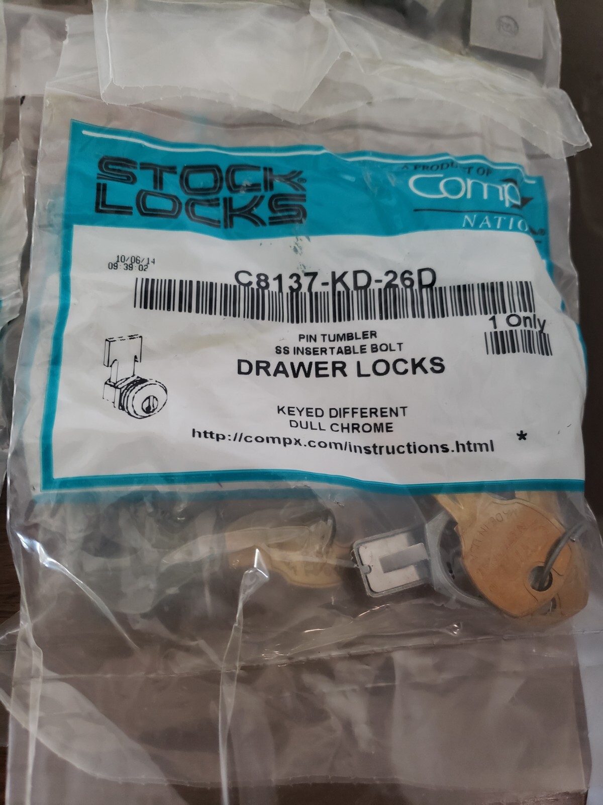 Compx C8137-KD-26D Pin Tumbler Drawer Lock Keyed Different