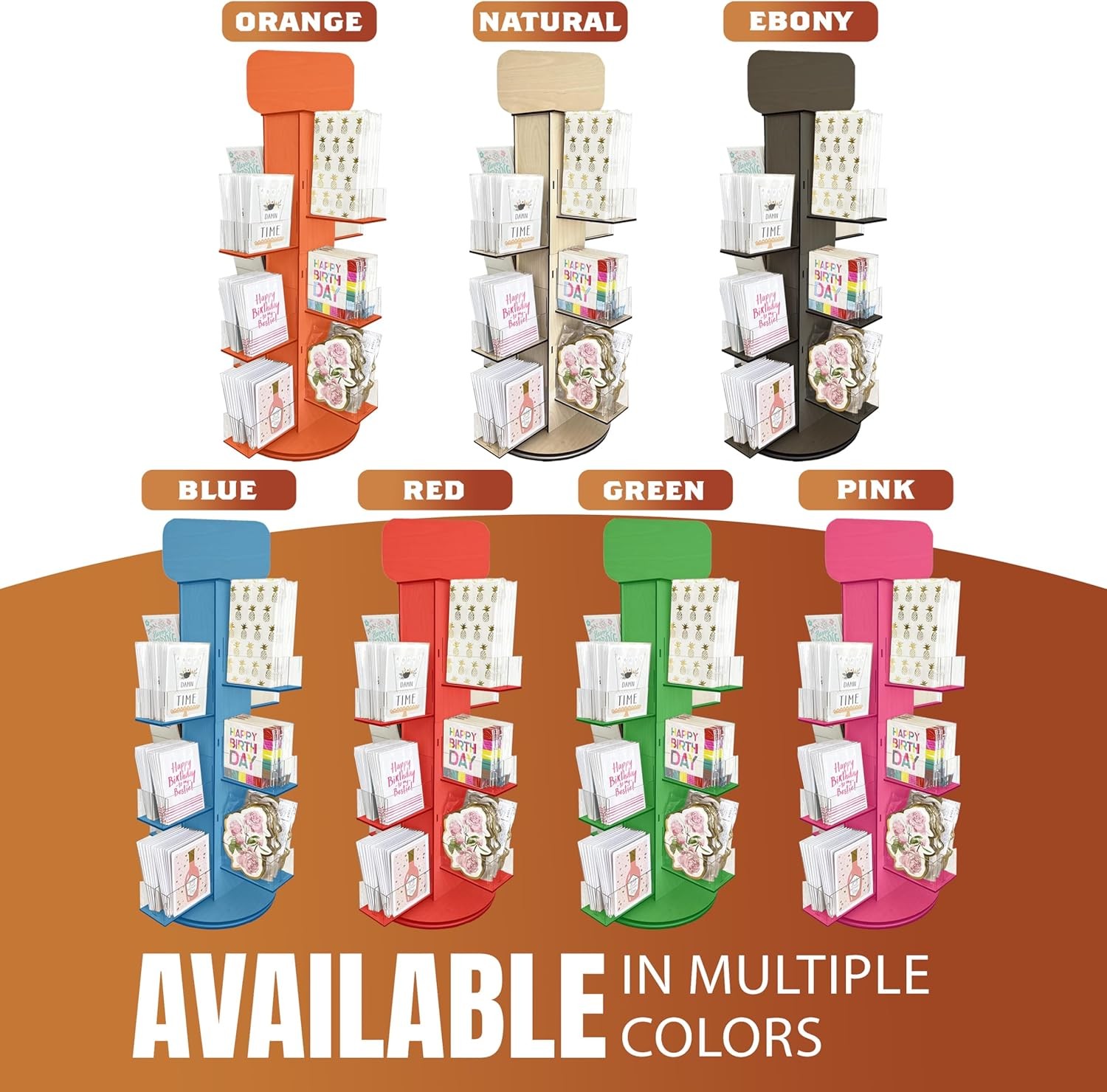 TORCHED 3-Tiered Wooden Rotating Display Stand | 4-Sided Space Showcase Pocket