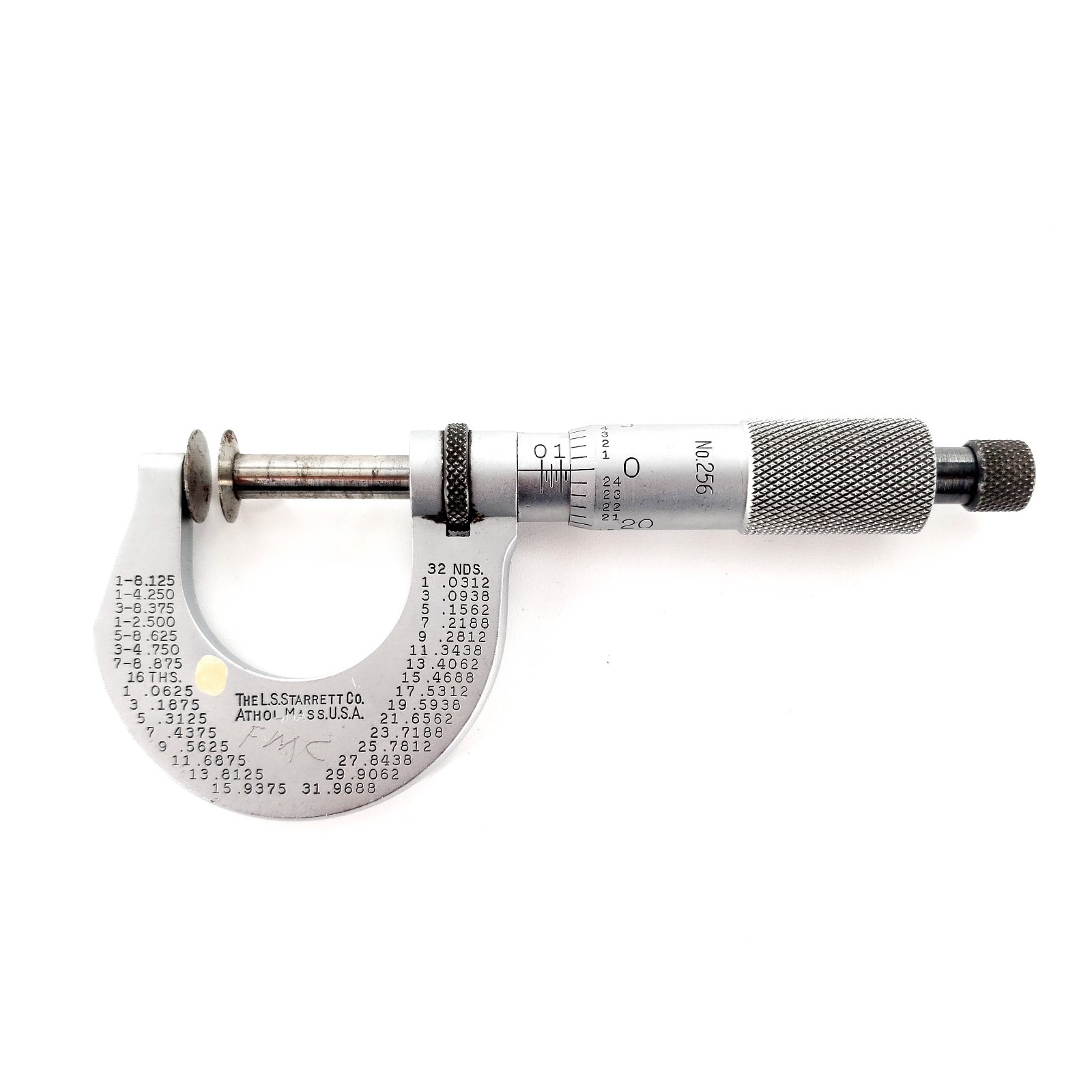 Starrett No 256 Disc Micrometer 0-1" .0001" Measuring Tool USA