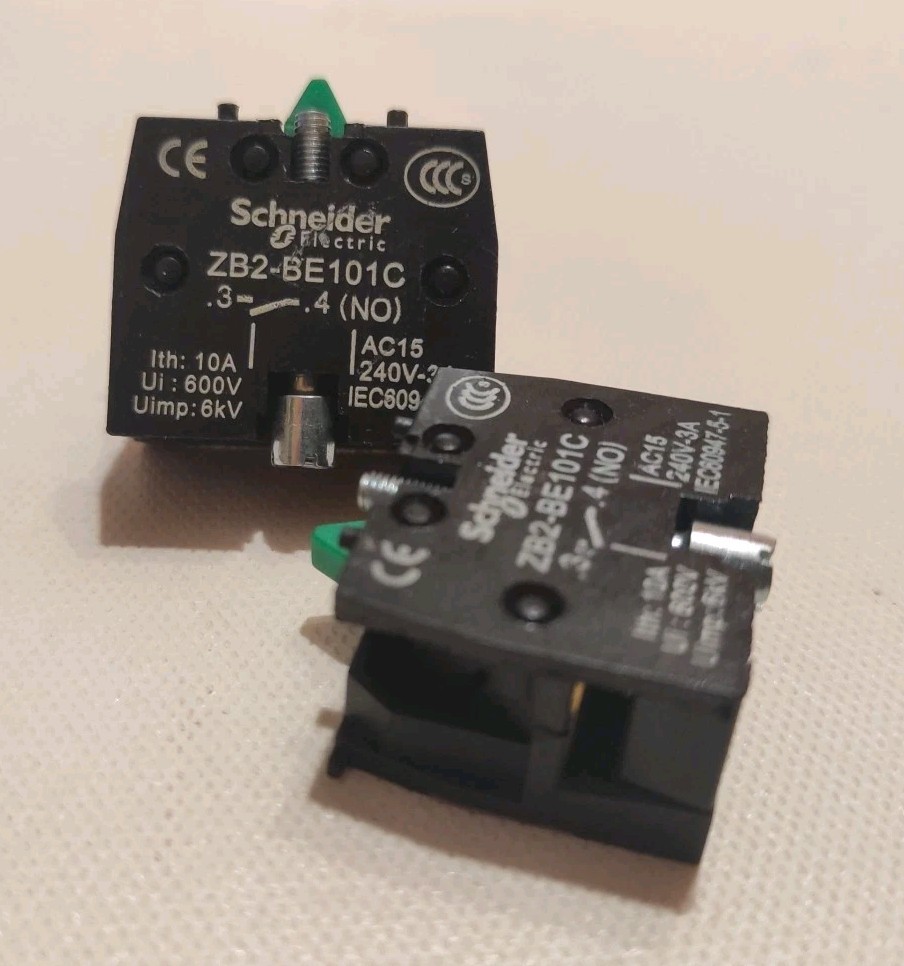 Qty. 2 -Schneider ZB2-BE101C Contact Block 1 Pole For 22mm Panel Position Switch