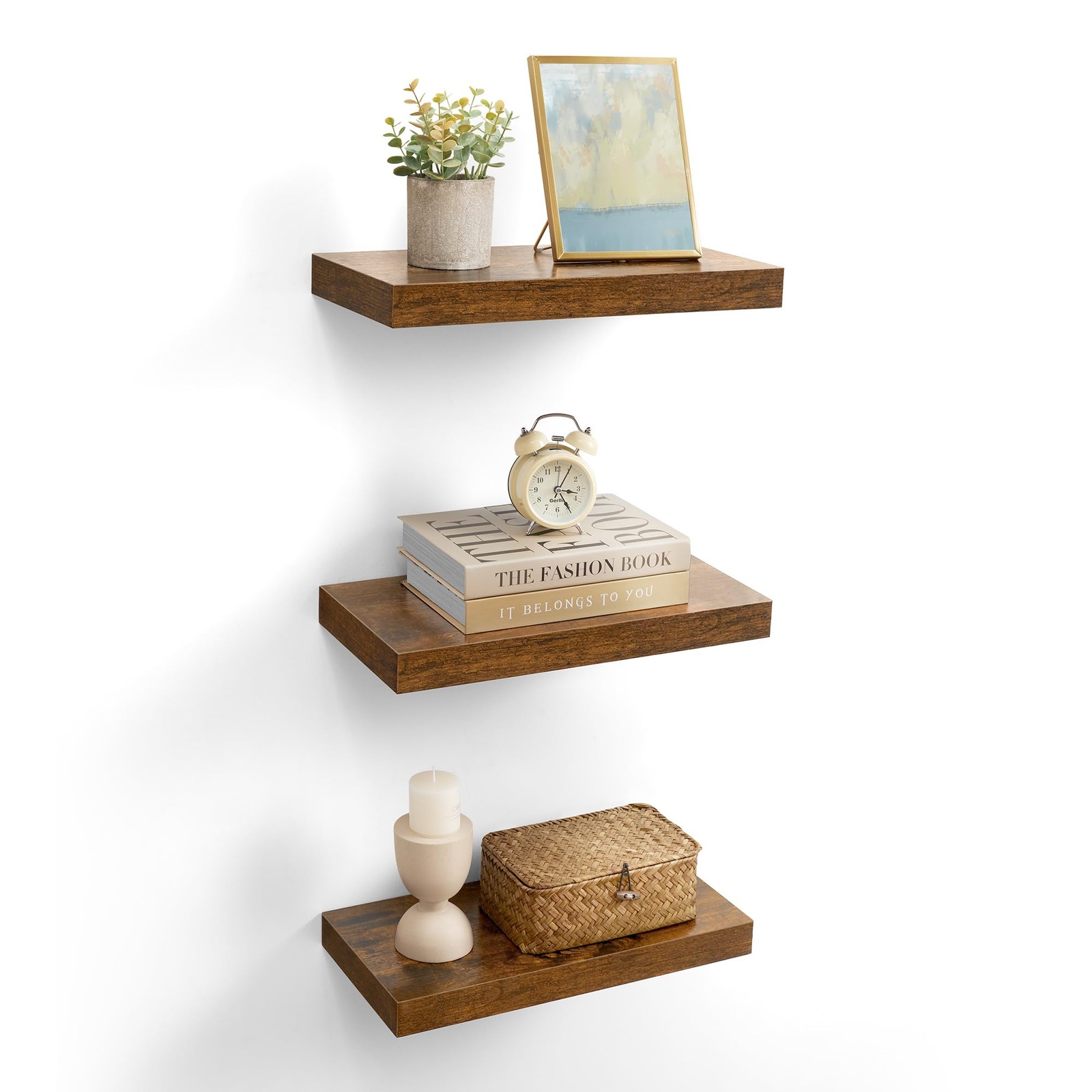 Wall Shelves Set of 3, Floating Shelves, 8 x 15.7 x 1.5 Inches, Display Shelv...