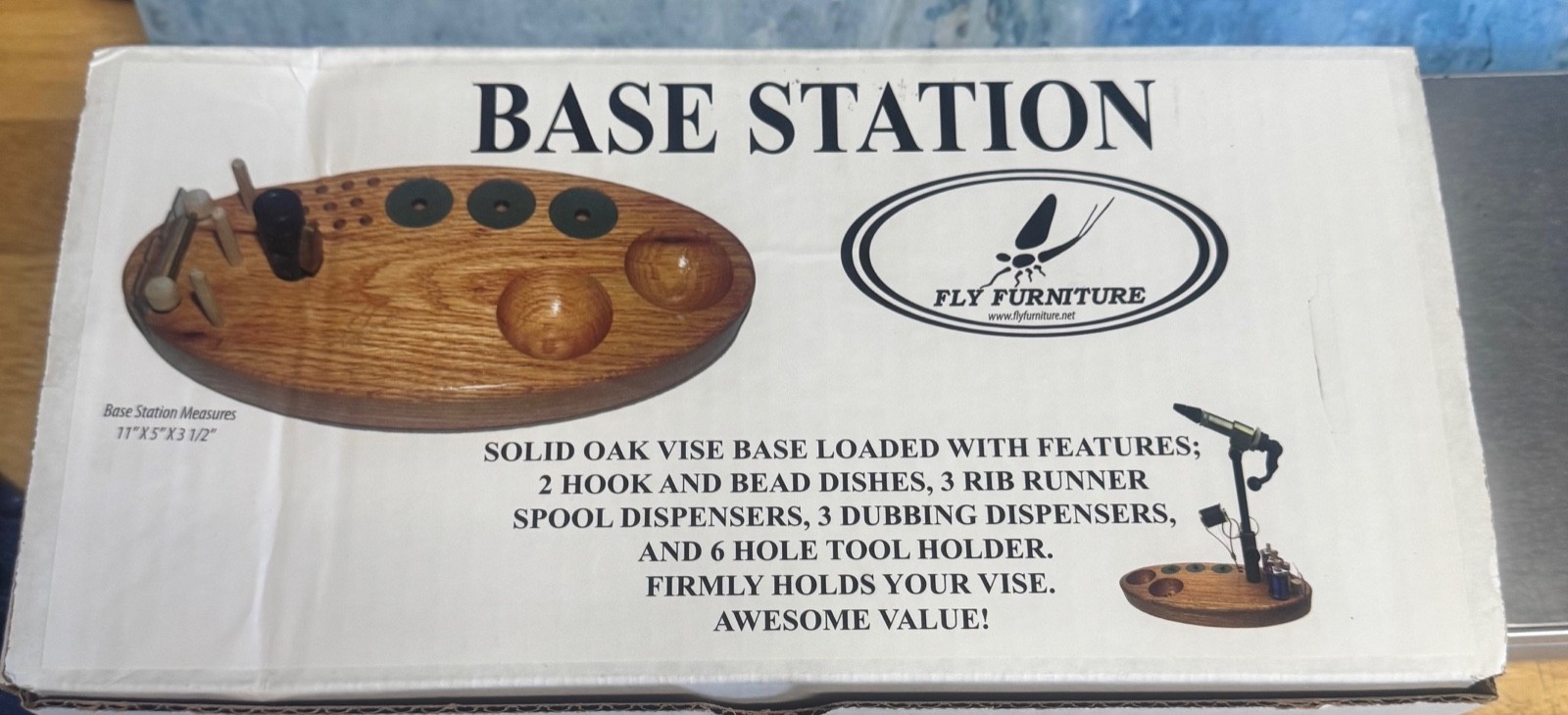 fly furniture base station solid oak fish fly tie base