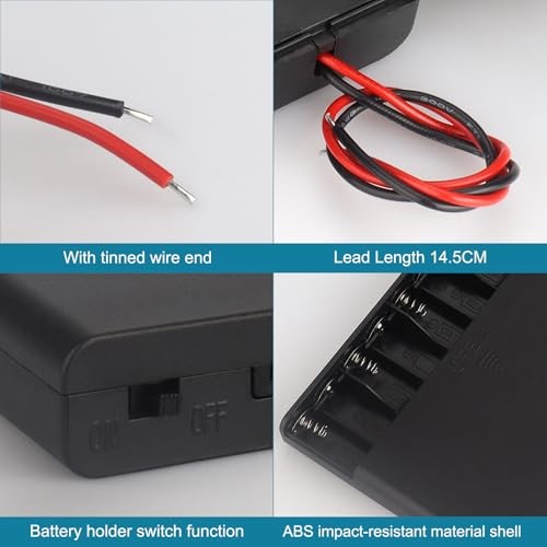 2x 8 AA Battery Holder Case with Switch & Leads