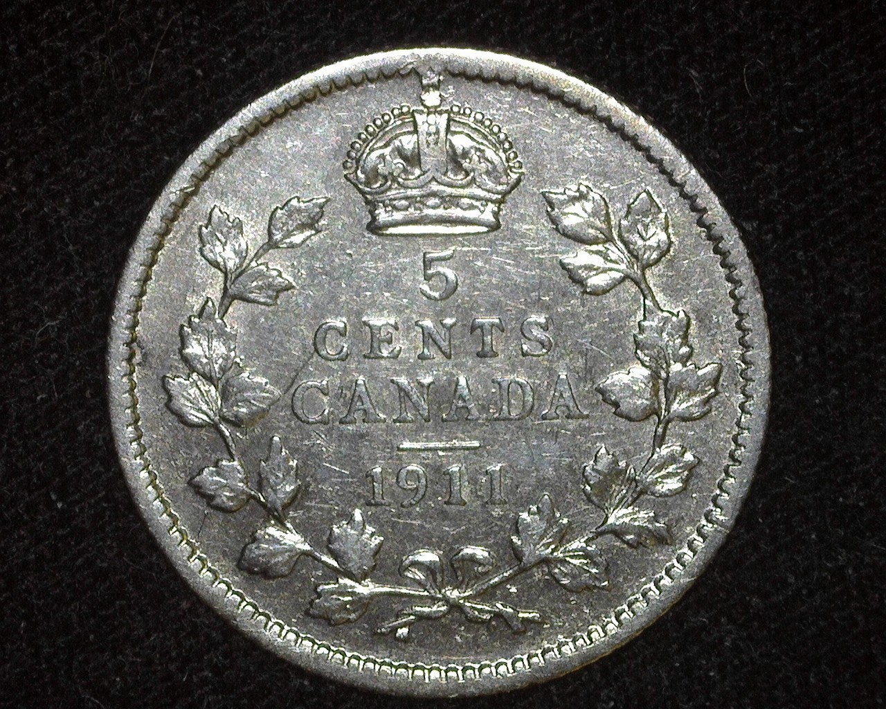 CANADA 1911 5 CENTS KM16 SILVER ABOUT UNCIRCULATED ~M15