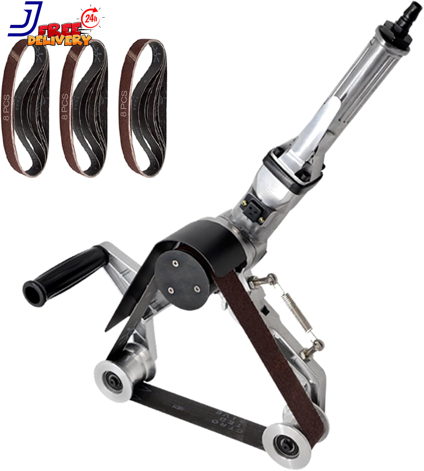 Pneumatic Pipe Sander with 8 Belts for Metal Polishing & Rust Removal