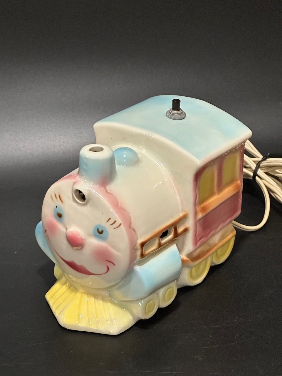 Vintage Ceramic Pastel Color Train Engine Night Light