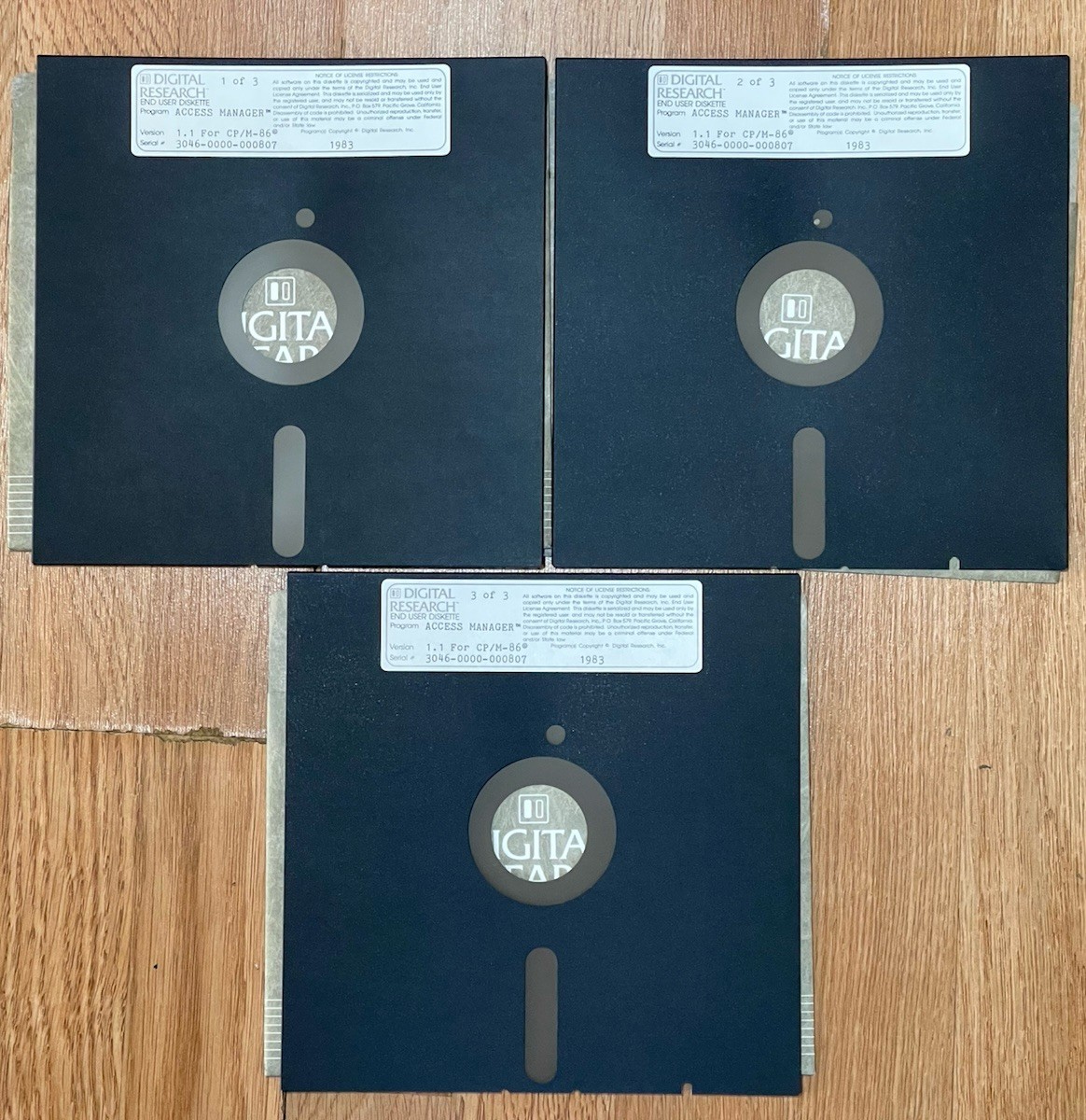 Rare Digital Research 1983 Access Manager CP/M-86 1.1 Disk Set Programmer Guide