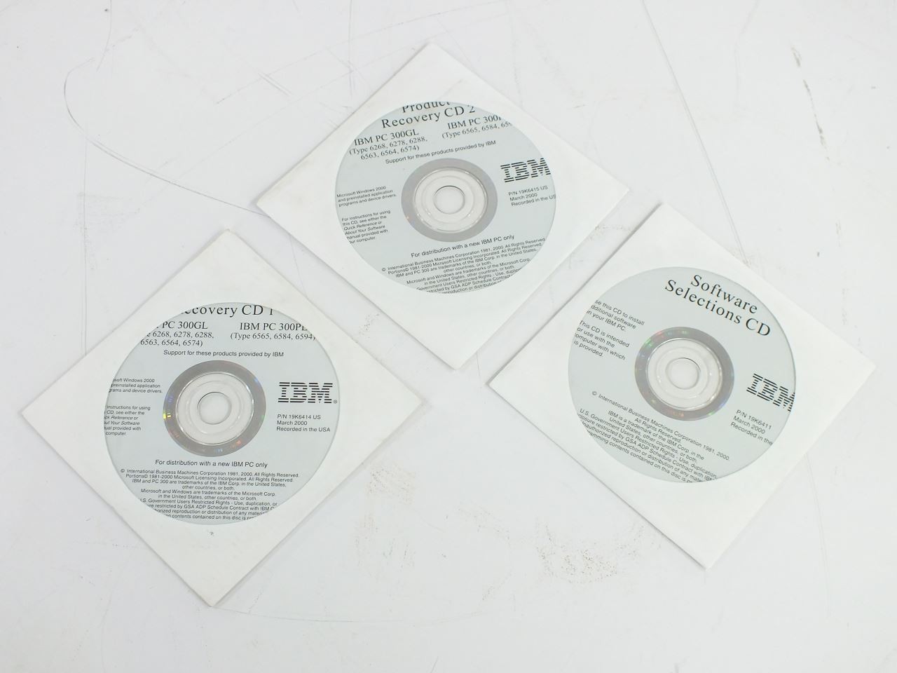 IBM PC 300GL 300PL Recovery CD Set 19K6414 19K6415 19K6411 Type 6268 6563