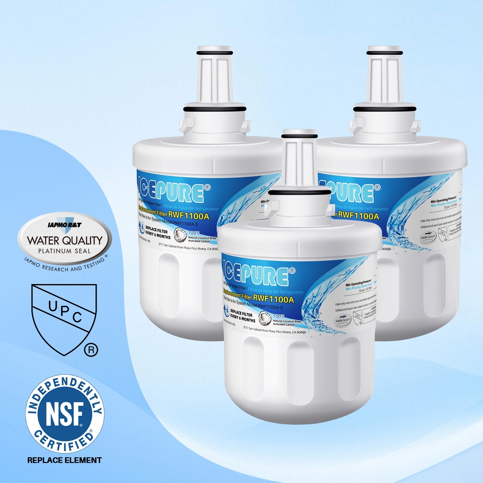 3PCS Fit For Samsung DA29-00003G DA29-00003B DA29-00003A Water Filter Icepure