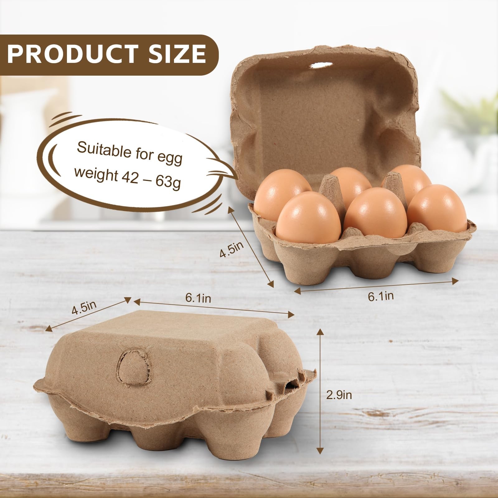 40 Pack Egg Cartons 6 Count Paper Pulp Reusable Strong Storage For Eggs Bulk