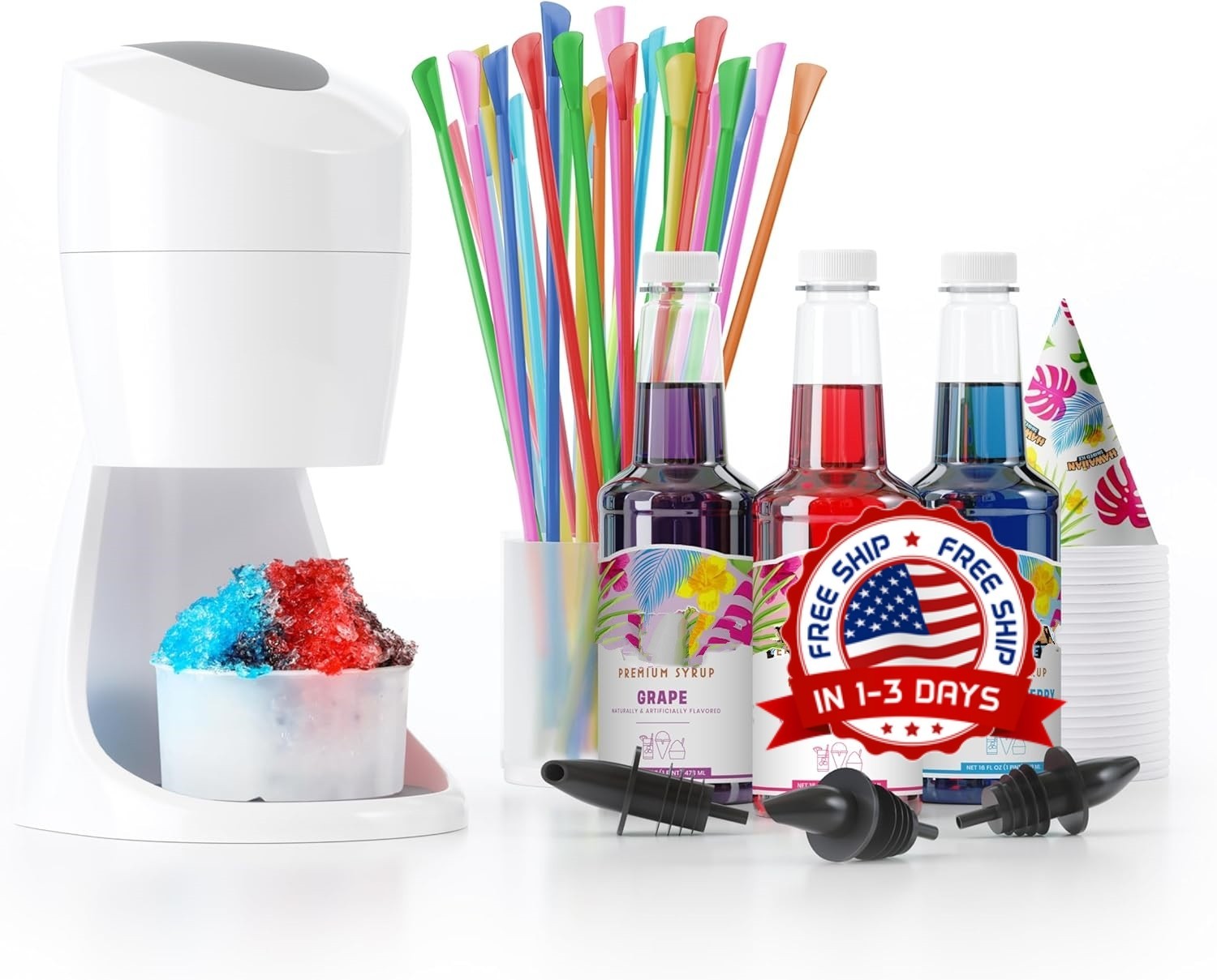 Maquina De Hielo Raspado Con Cono De Nieve: Maquina De Granizado De Mesa Retro
